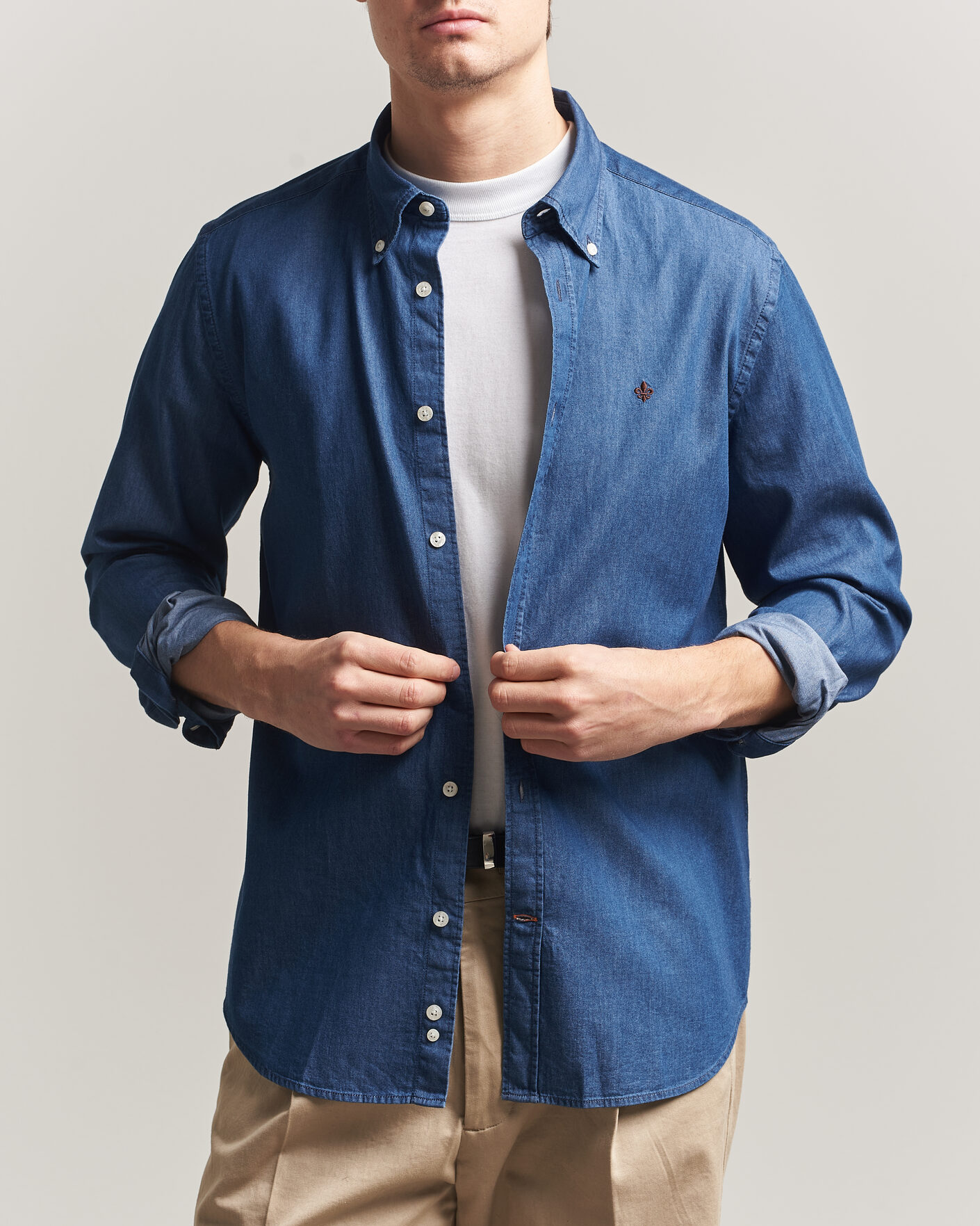 Herre | Skjorter | Morris | Light Denim Shirt Blue