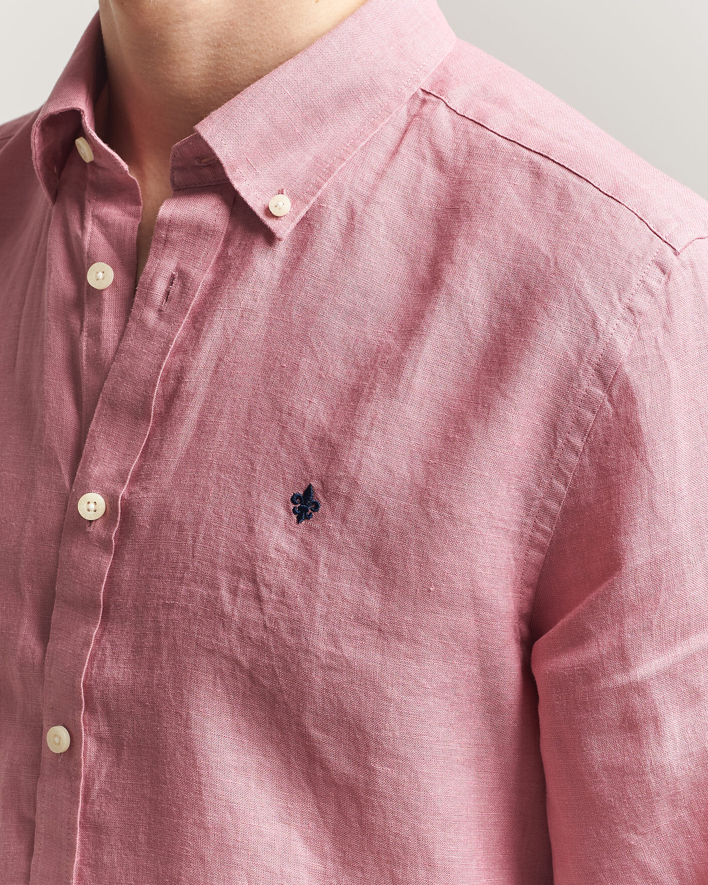 Herre | Skjorter | Morris | Douglas Button Down Linen Shirt Pink