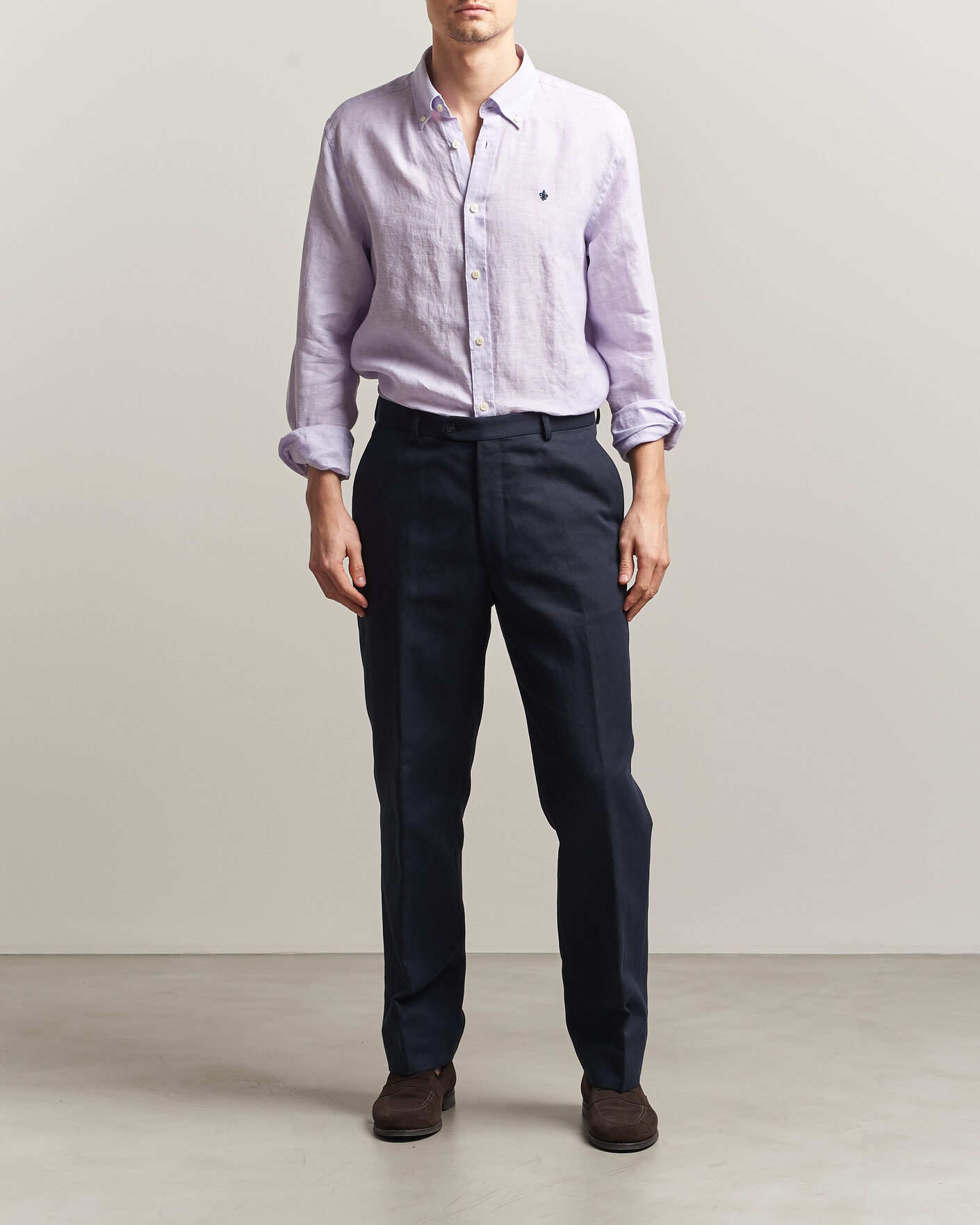 Herre | Skjorter | Morris | Douglas Button Down Linen Shirt Purple