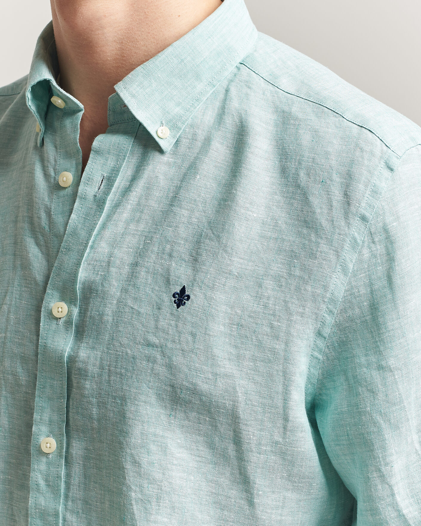Herre | Skjorter | Morris | Douglas Button Down Linen Shirt Green