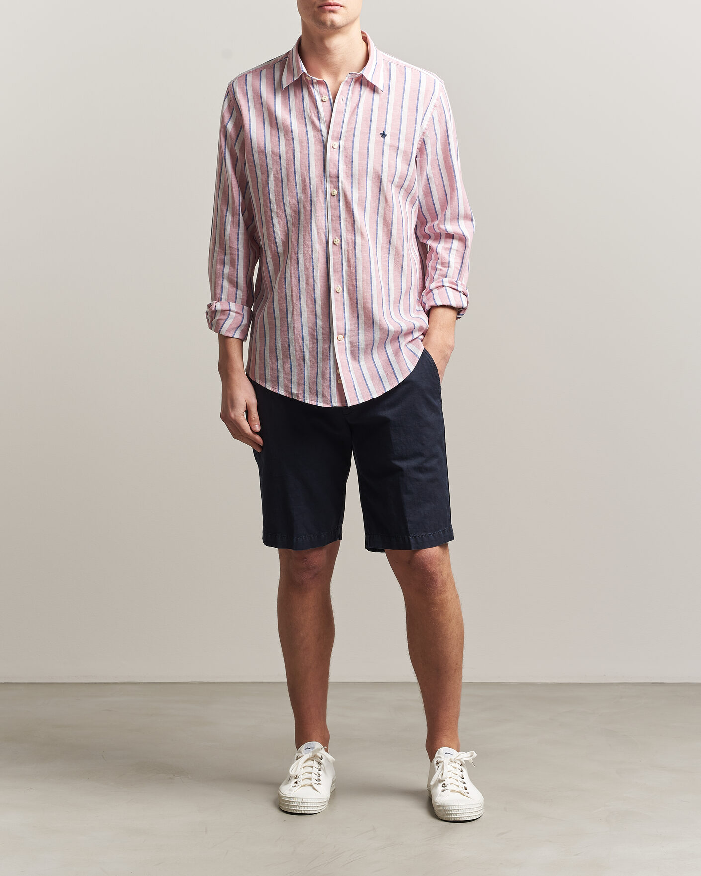 Herre | Skjorter | Morris | Douglas Linen Striped Shirt Red/White