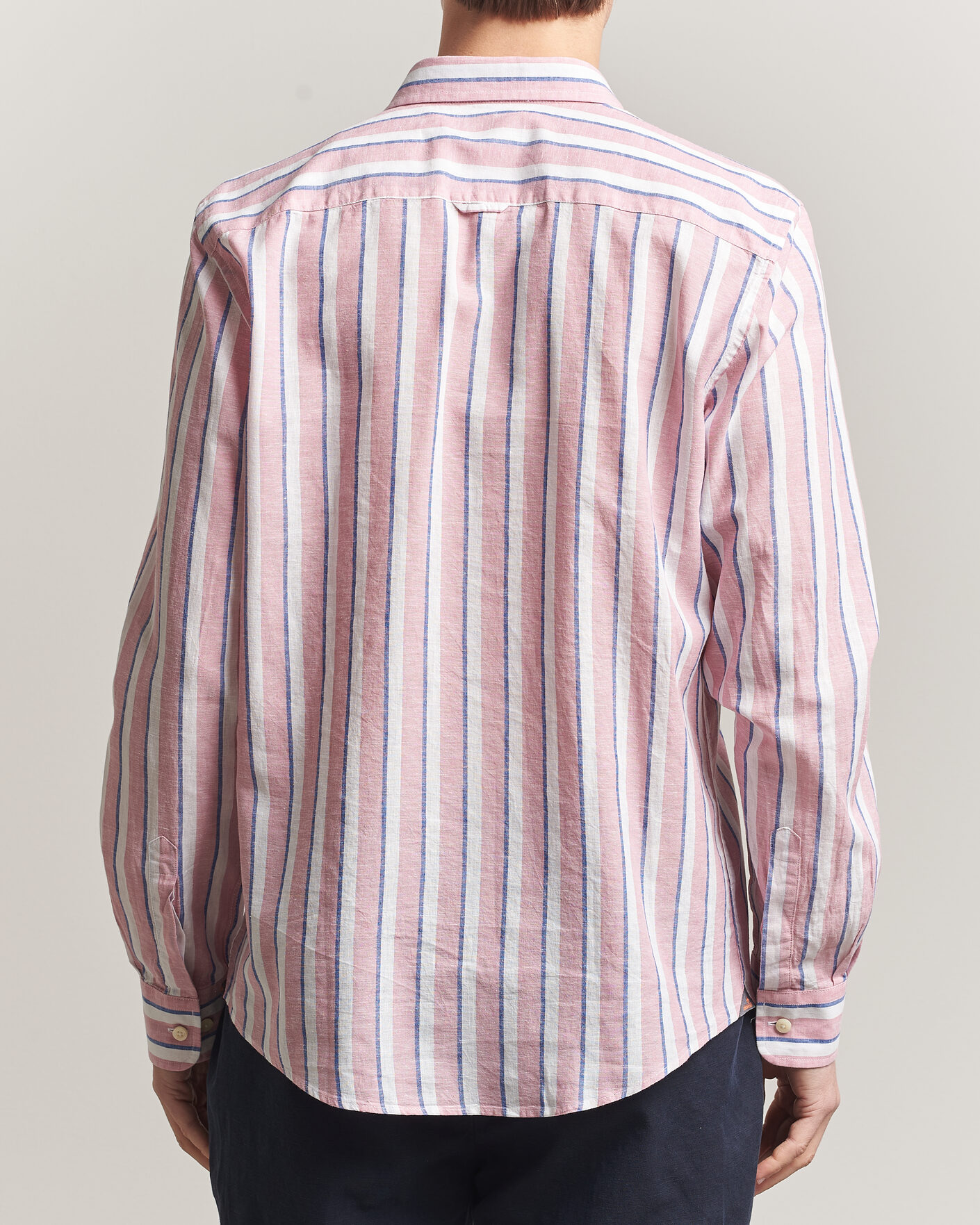 Herre | Skjorter | Morris | Douglas Linen Striped Shirt Red/White