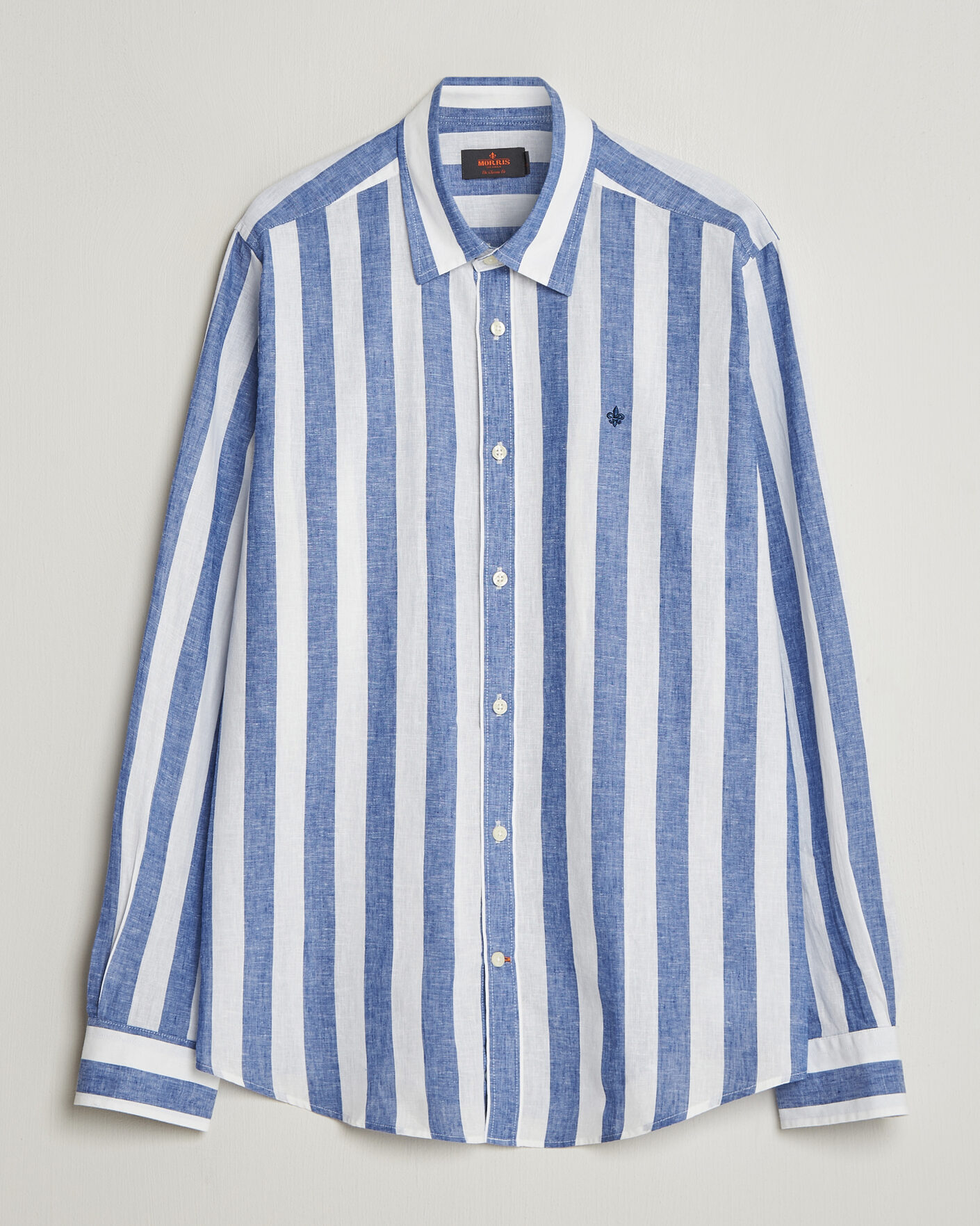 Herre | Skjorter | Morris | Douglas Linen Striped Shirt Blue/White