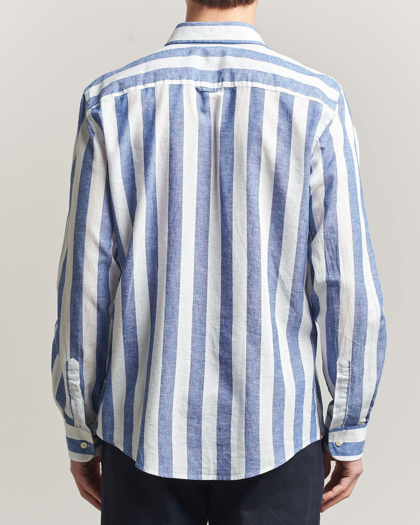 Herre | Skjorter | Morris | Douglas Linen Striped Shirt Blue/White