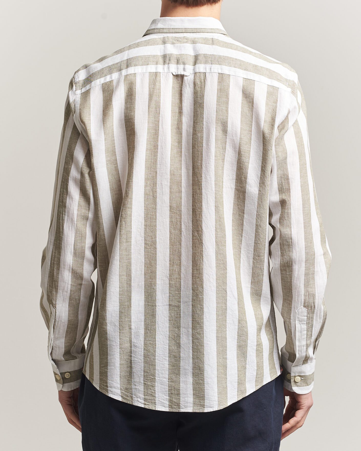 Herre | Skjorter | Morris | Douglas Linen Striped Shirt Green/White