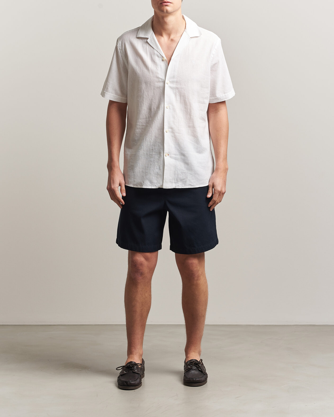 Herre | Skjorter | Morris | Resort Short Sleeve Linen Shirt White