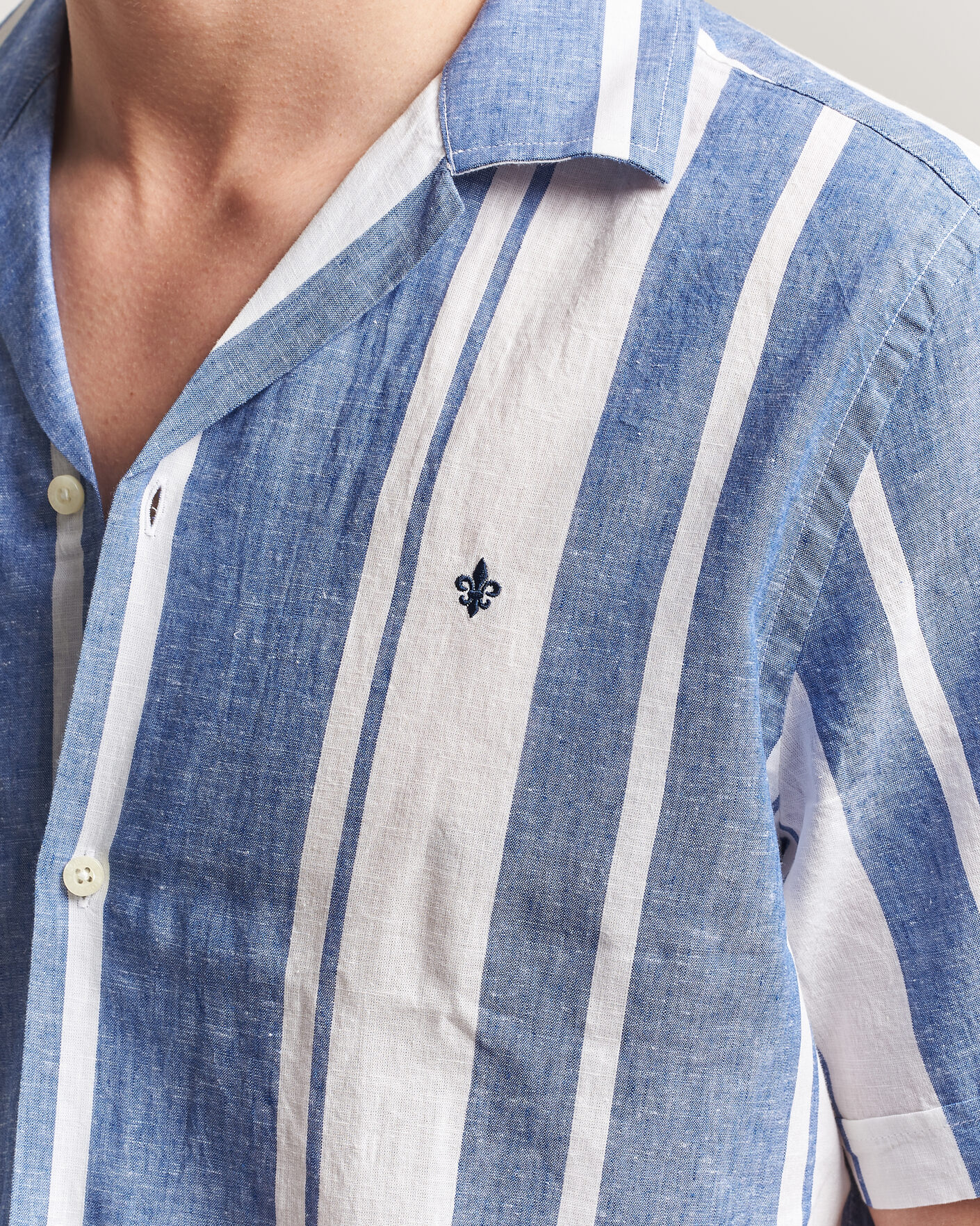 Herre | Skjorter | Morris | Resort Short Sleeve Linen Shirt Blue