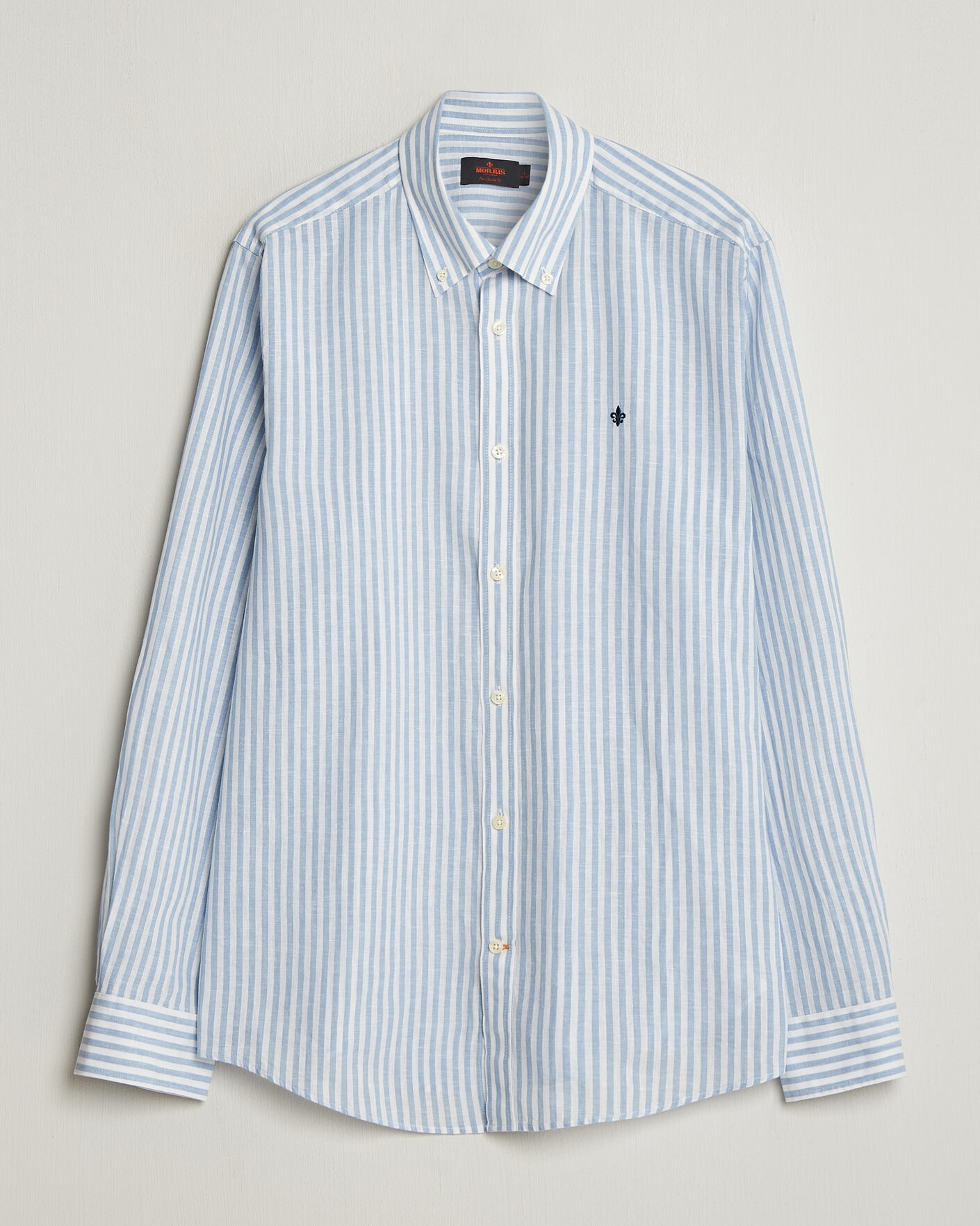 Herre | Skjorter | Morris | Douglas Striped Linen Shirt Blue/White