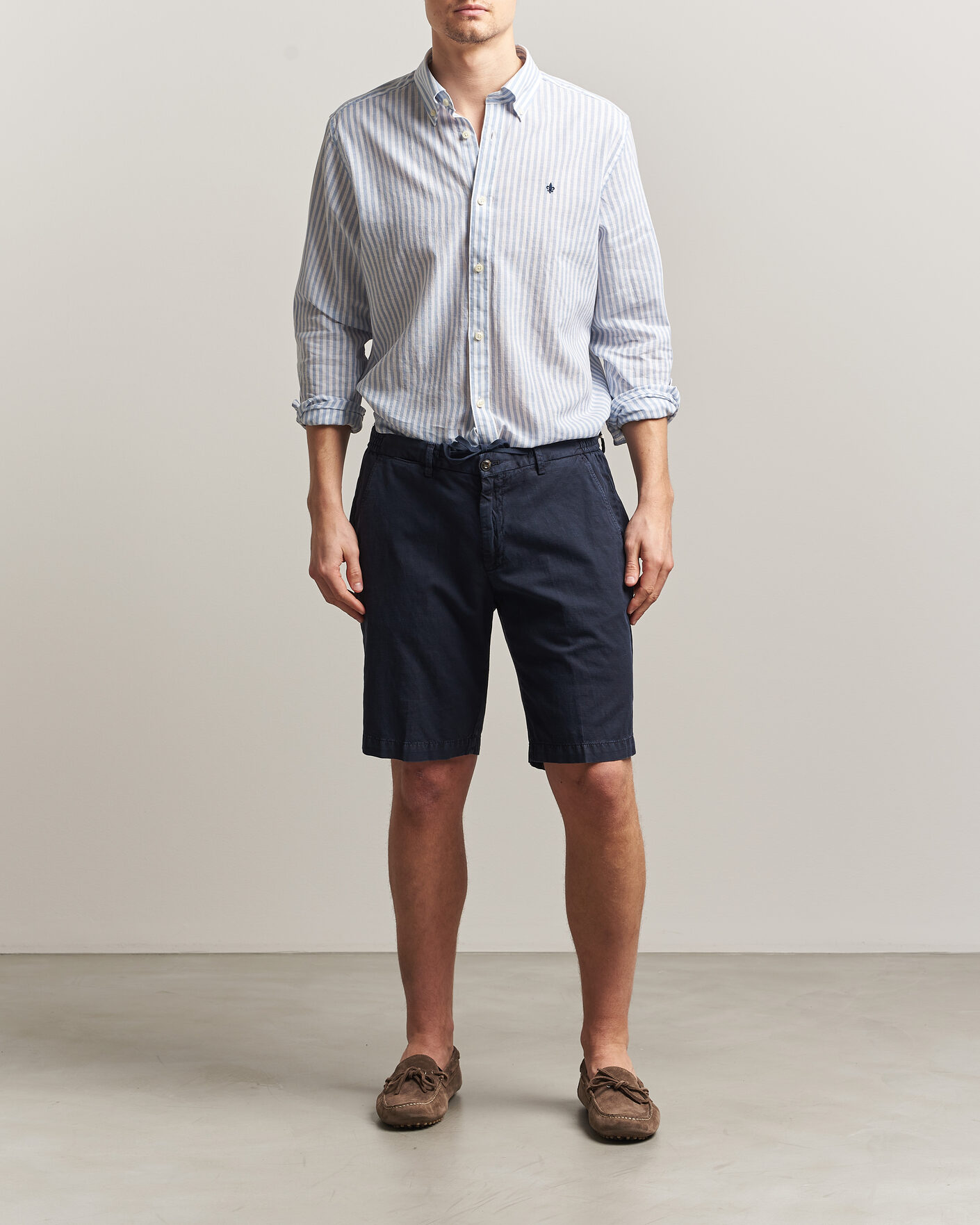 Herre | Skjorter | Morris | Douglas Striped Linen Shirt Blue/White