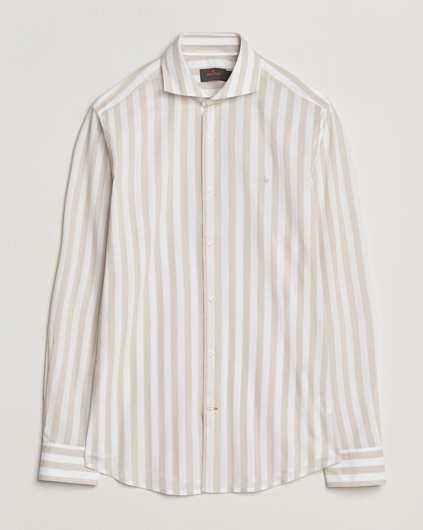 Herre | Skjorter | Morris | Summer Striped Lighweight Shirt Khaki/White