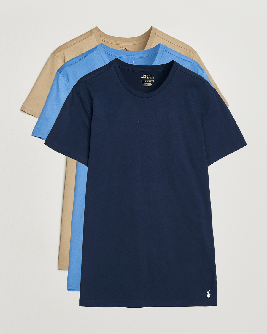 Herre | T-Shirts | Polo Ralph Lauren | 3-Pack Crew Neck T-Shirt Island/Khaki/Navy