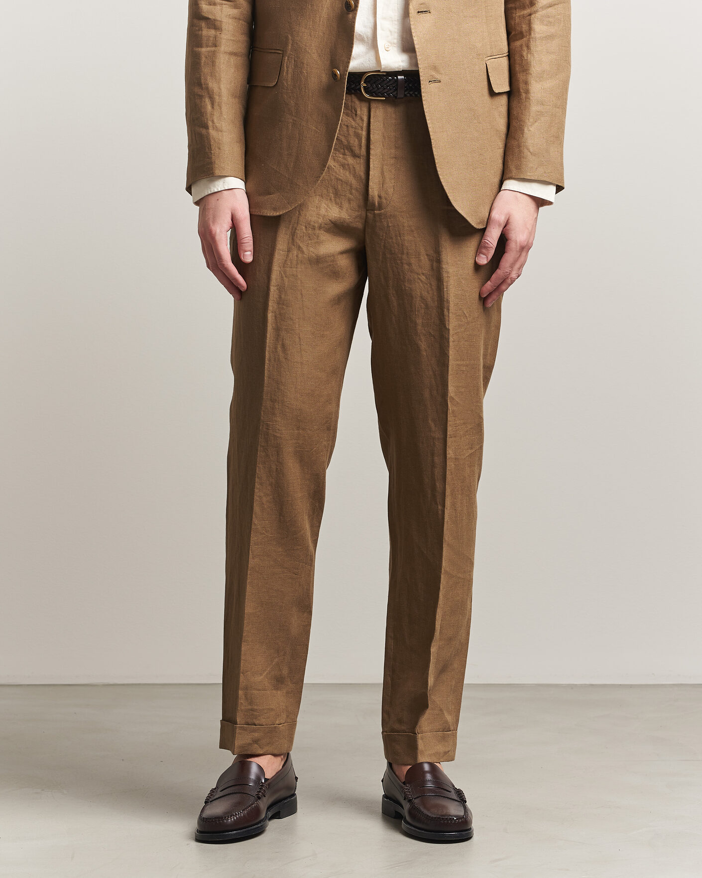 Herre | Bukser | Polo Ralph Lauren | Linen Pleated Trousers Light Sable