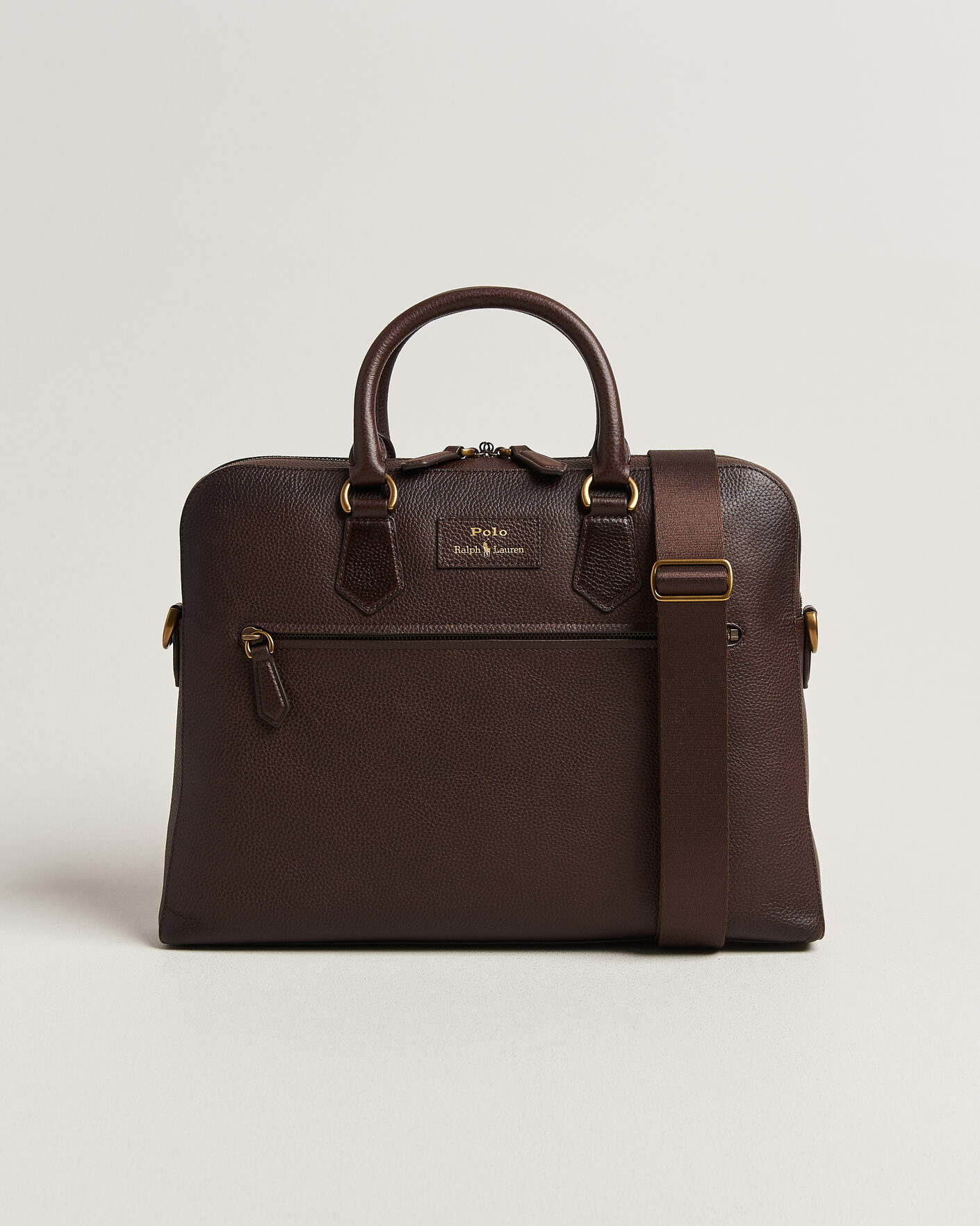 Herre | Tasker | Polo Ralph Lauren | Pebble Leather Briefcase Dark Brown