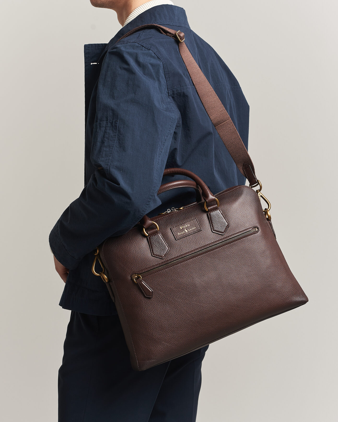 Herre | Tasker | Polo Ralph Lauren | Pebble Leather Briefcase Dark Brown