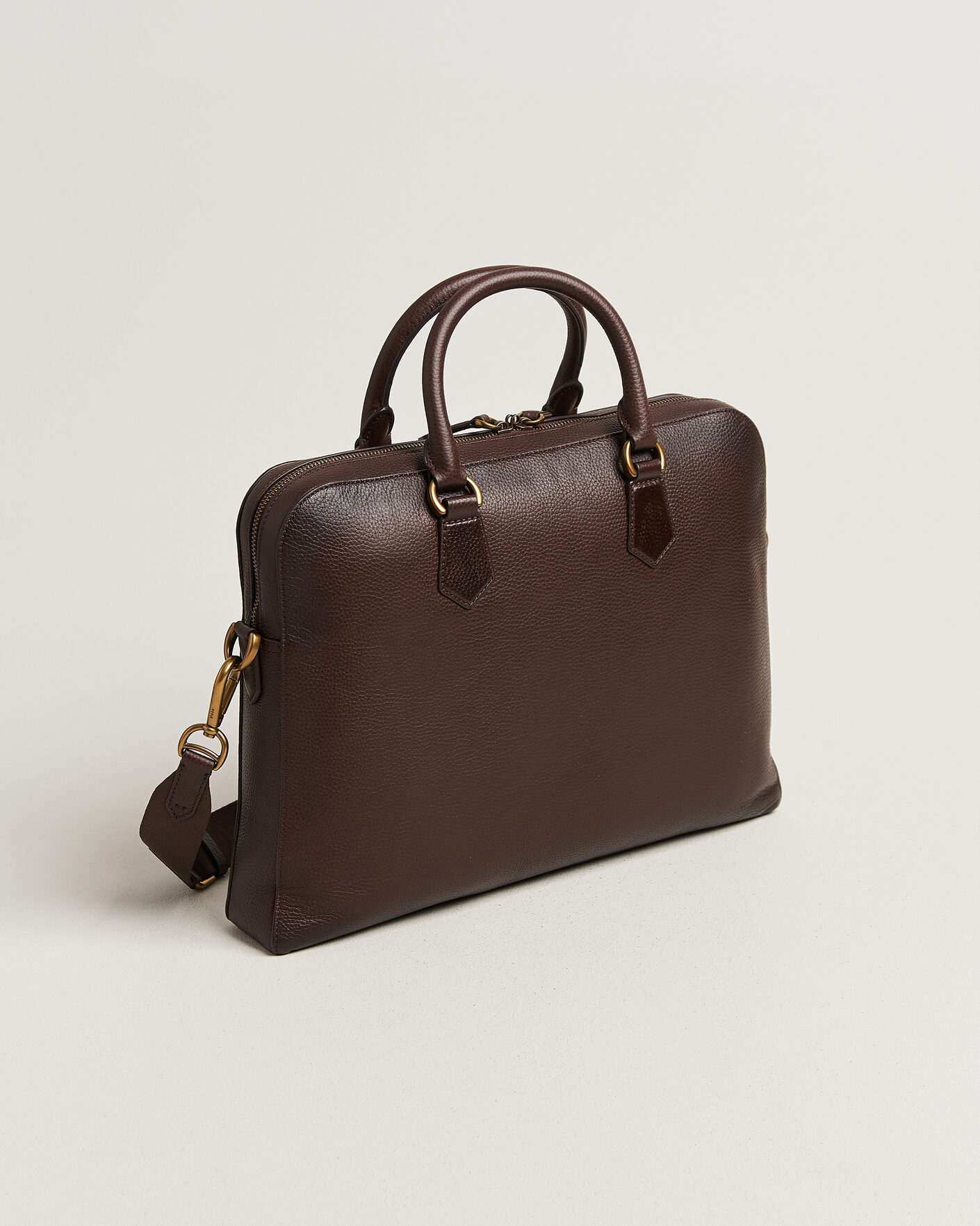 Herre | Tasker | Polo Ralph Lauren | Pebble Leather Briefcase Dark Brown