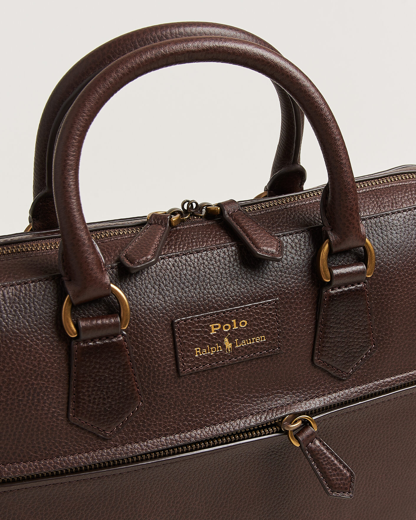Herre | Tasker | Polo Ralph Lauren | Pebble Leather Briefcase Dark Brown