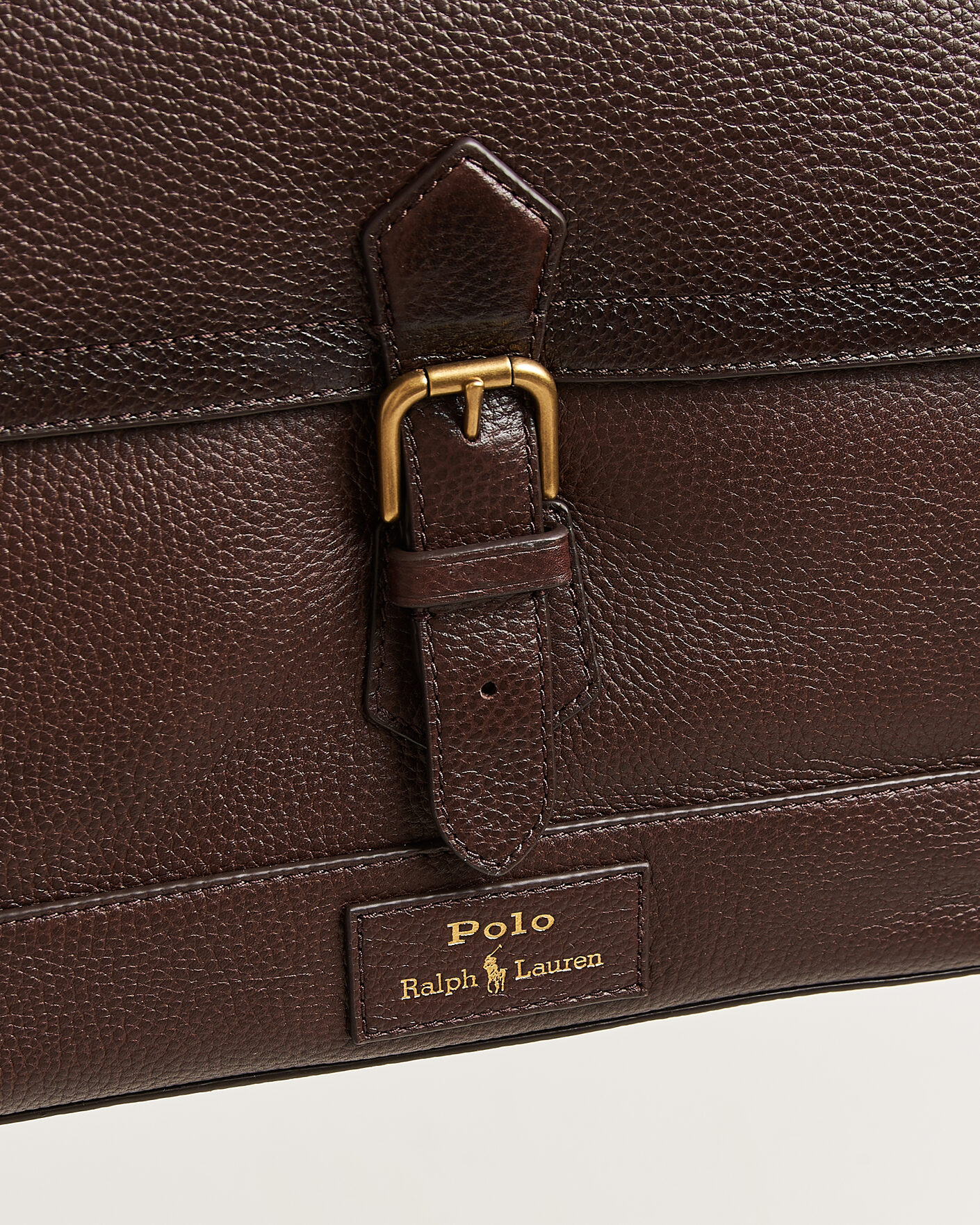 Herre | Tasker | Polo Ralph Lauren | Pebble Leather Messenger Bag Dark Brown