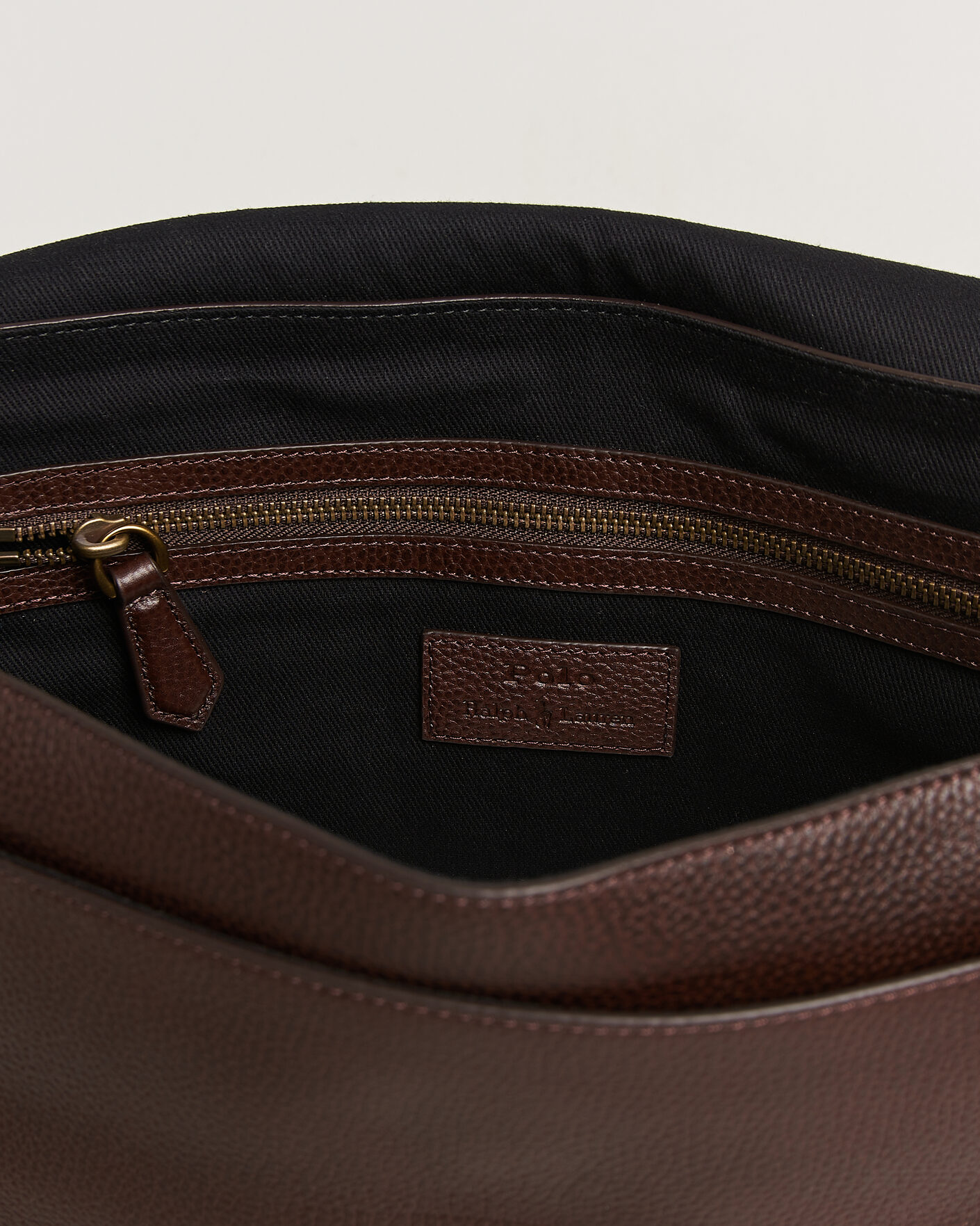 Herre | Tasker | Polo Ralph Lauren | Pebble Leather Messenger Bag Dark Brown