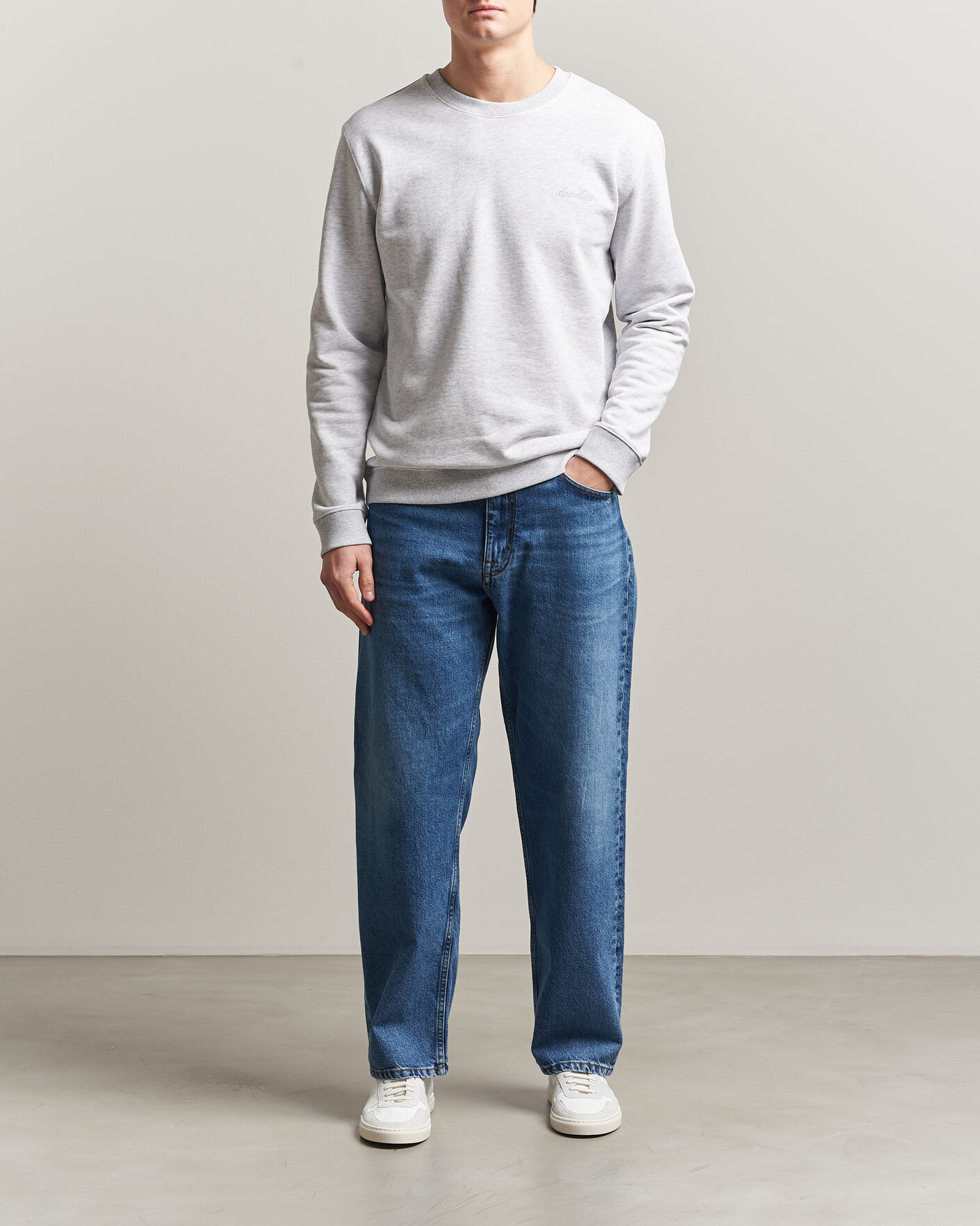 Herre | Trøjer | Dondup | Logo Crew Neck Sweatshirt Light Grey Melange
