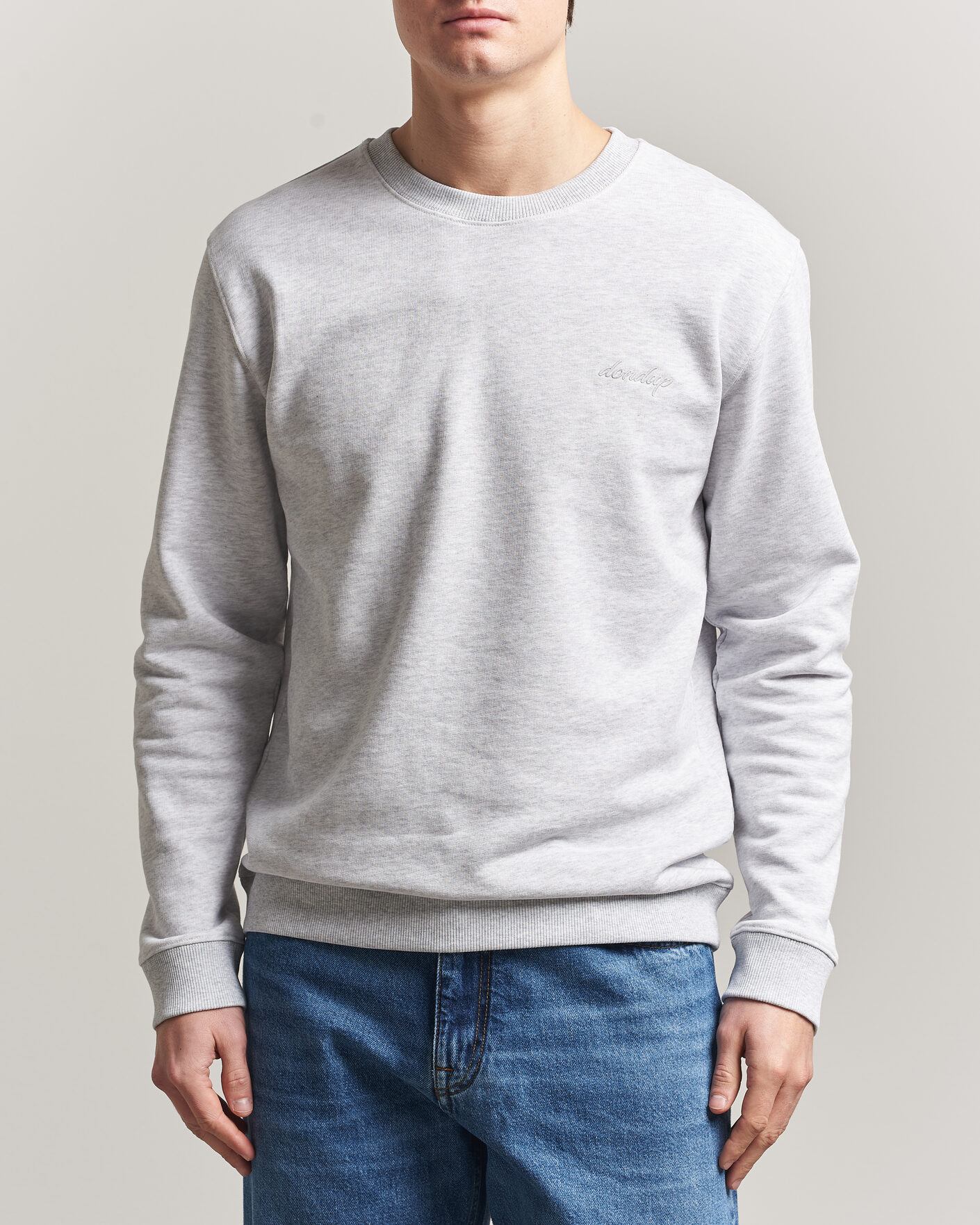 Herre | Trøjer | Dondup | Logo Crew Neck Sweatshirt Light Grey Melange