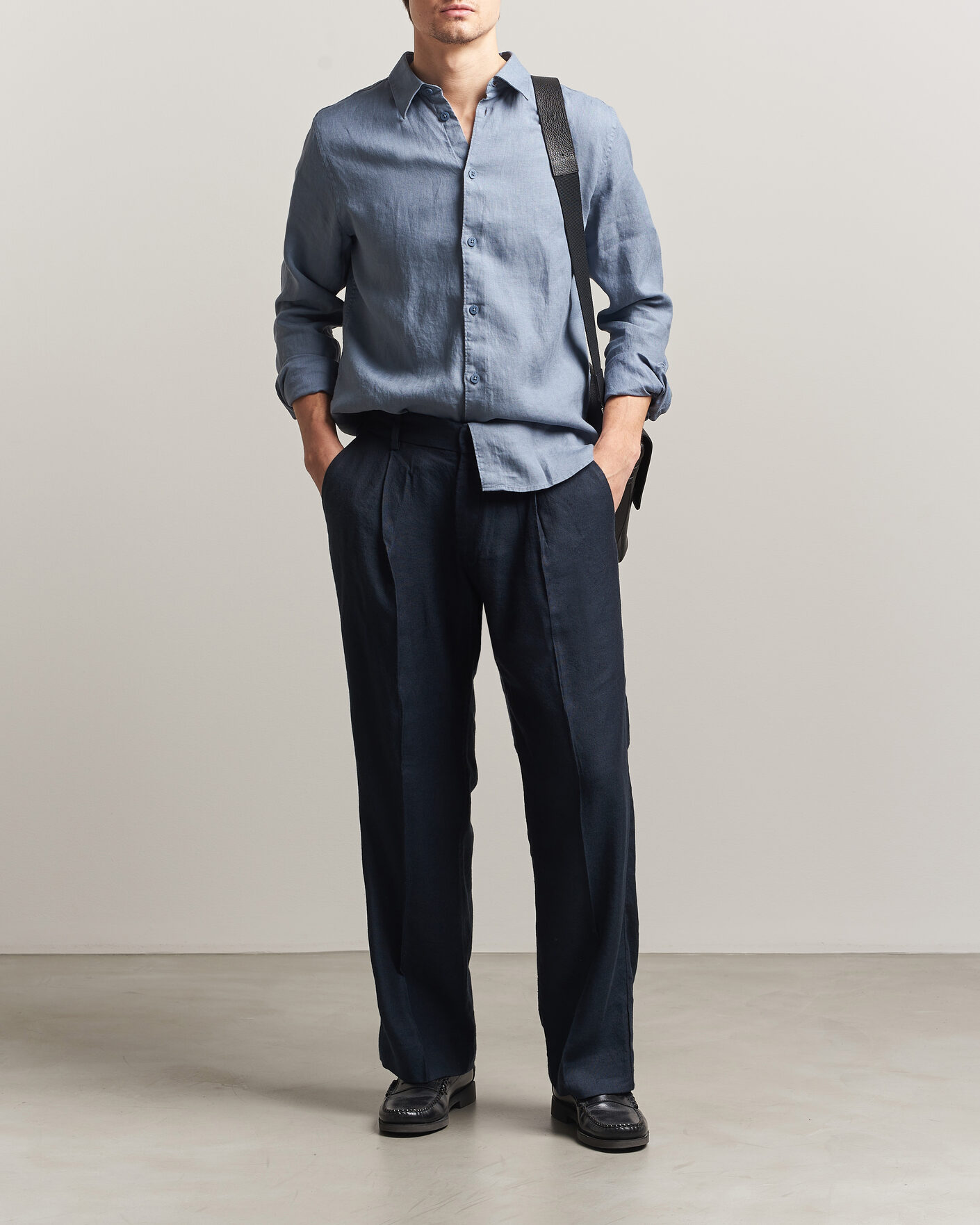 Herre | Bukser | NN07 | Kay Linen/Viscose Drawstring Trousers Deep Navy
