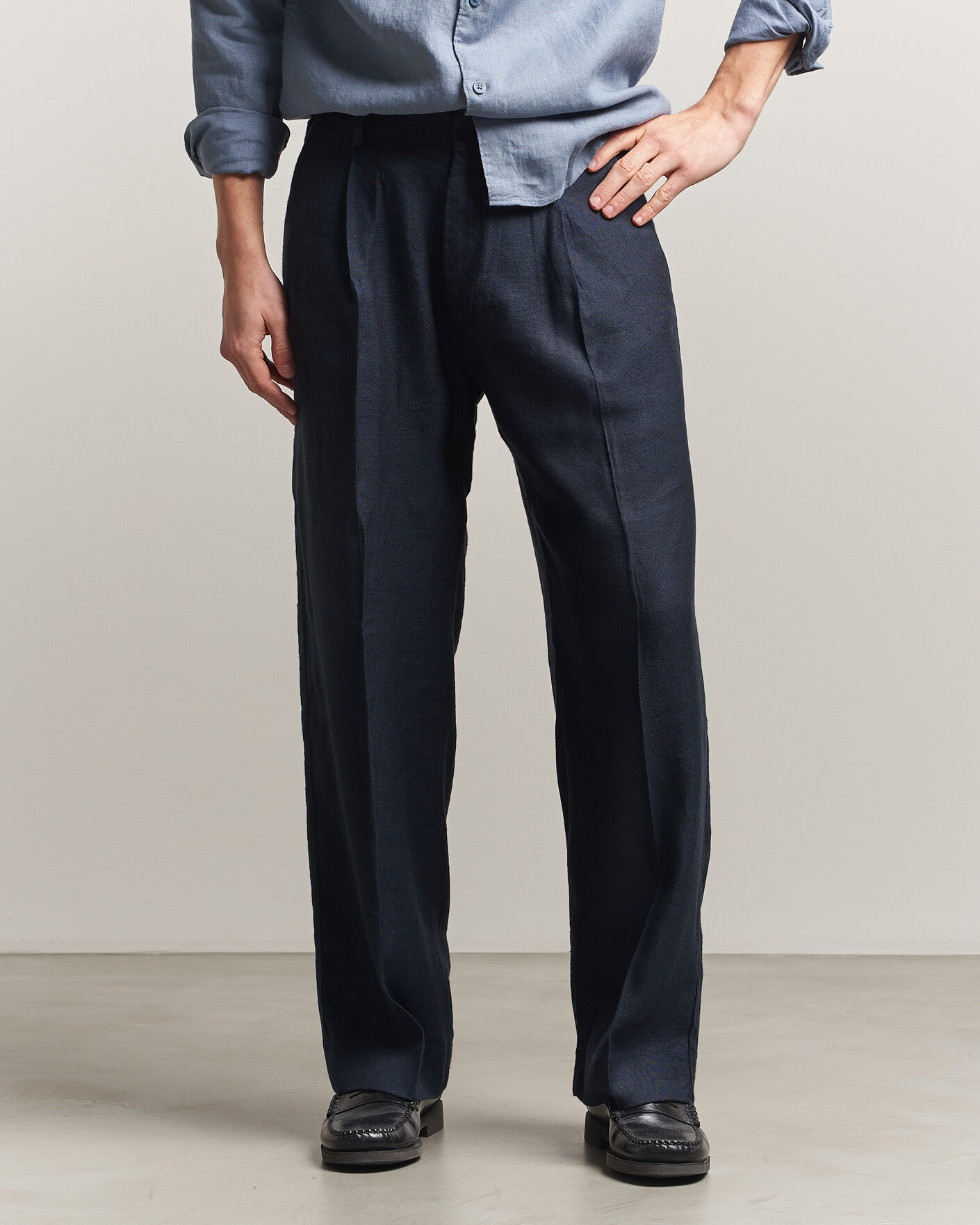 Herre | Bukser | NN07 | Kay Linen/Viscose Drawstring Trousers Deep Navy
