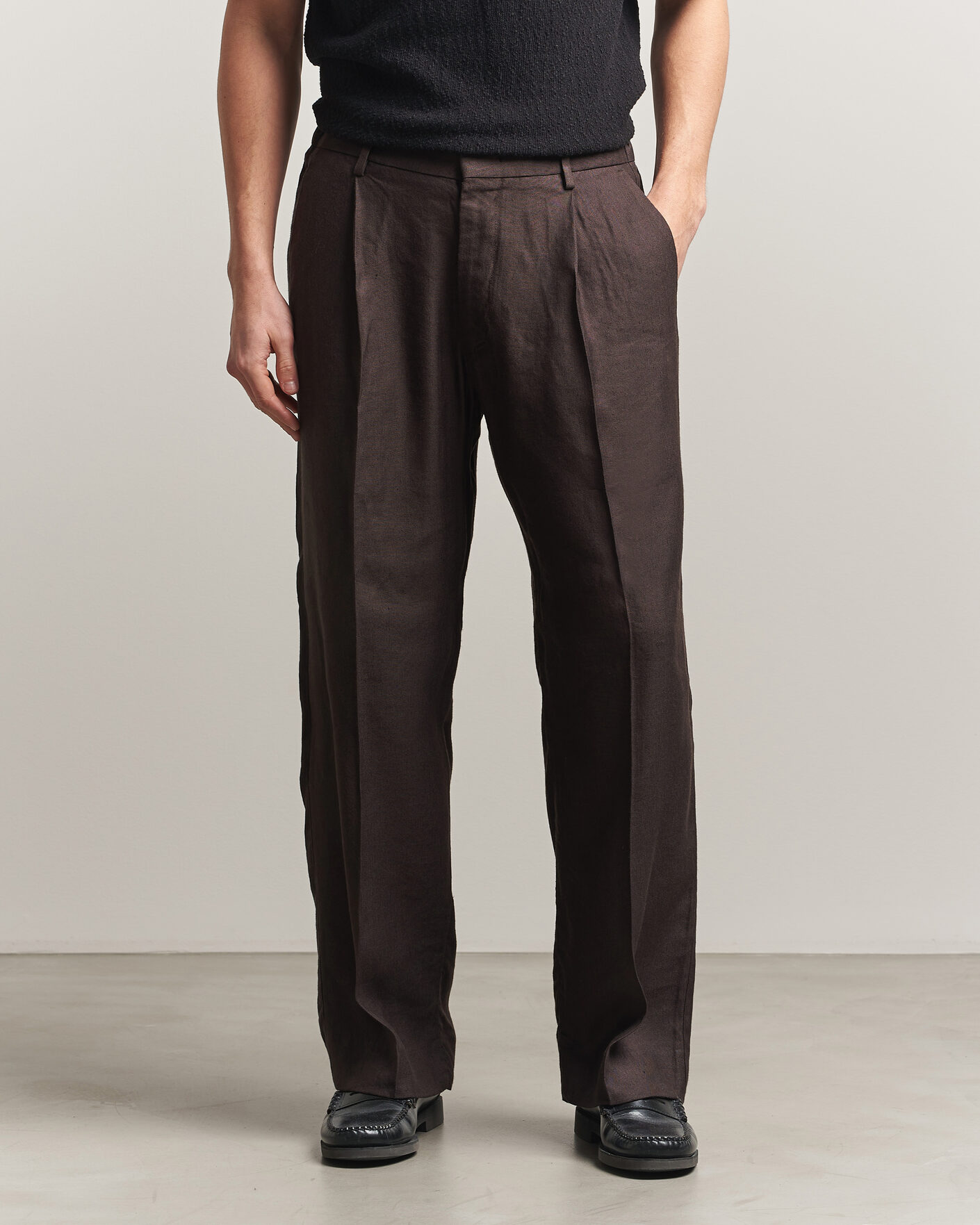 Herre | Bukser | NN07 | Kay Linen/Viscose Drawstring Trousers Deep Truffle