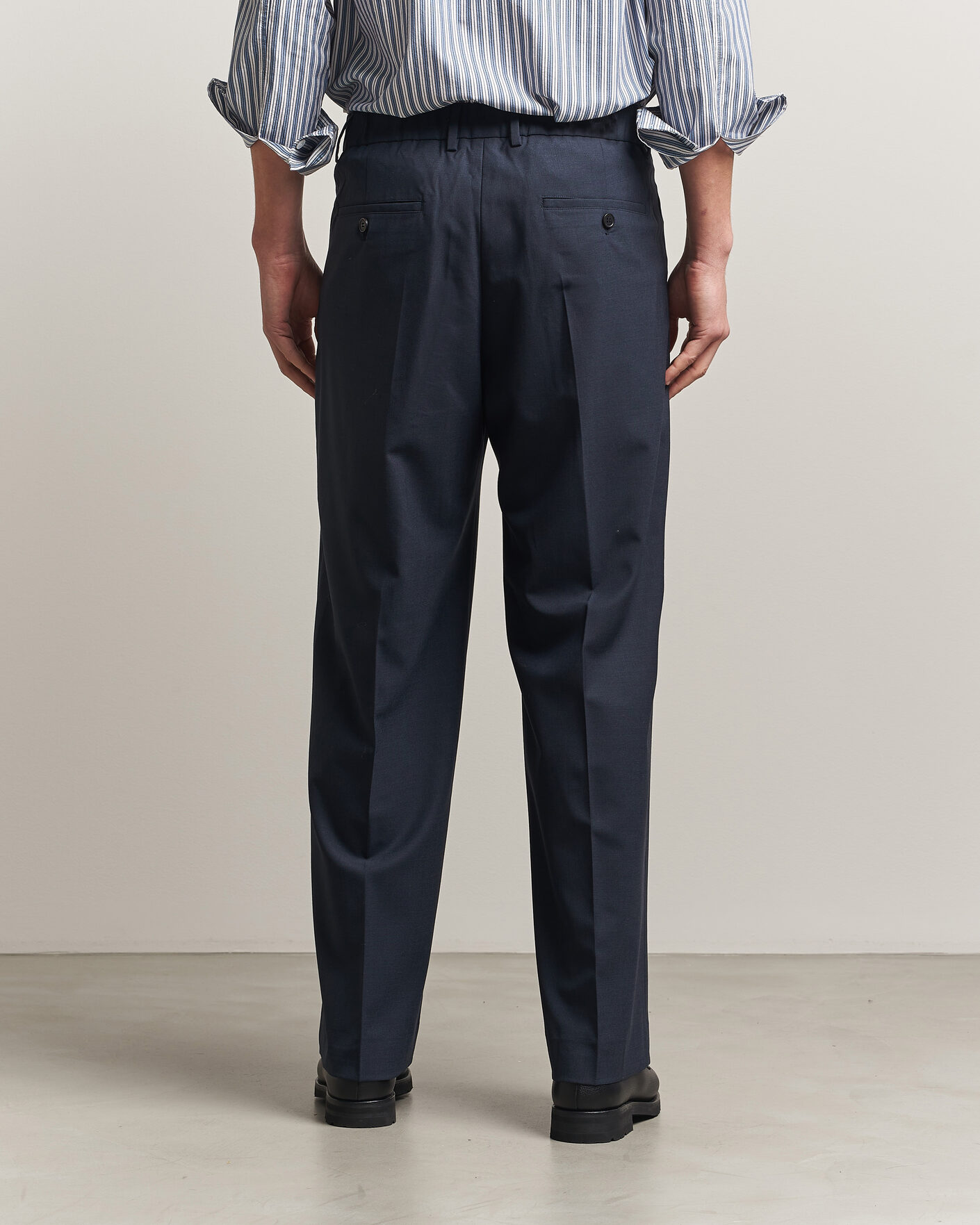 Herre | Bukser | NN07 | Kay Summer Wool Drawstring Trousers Deep Navy