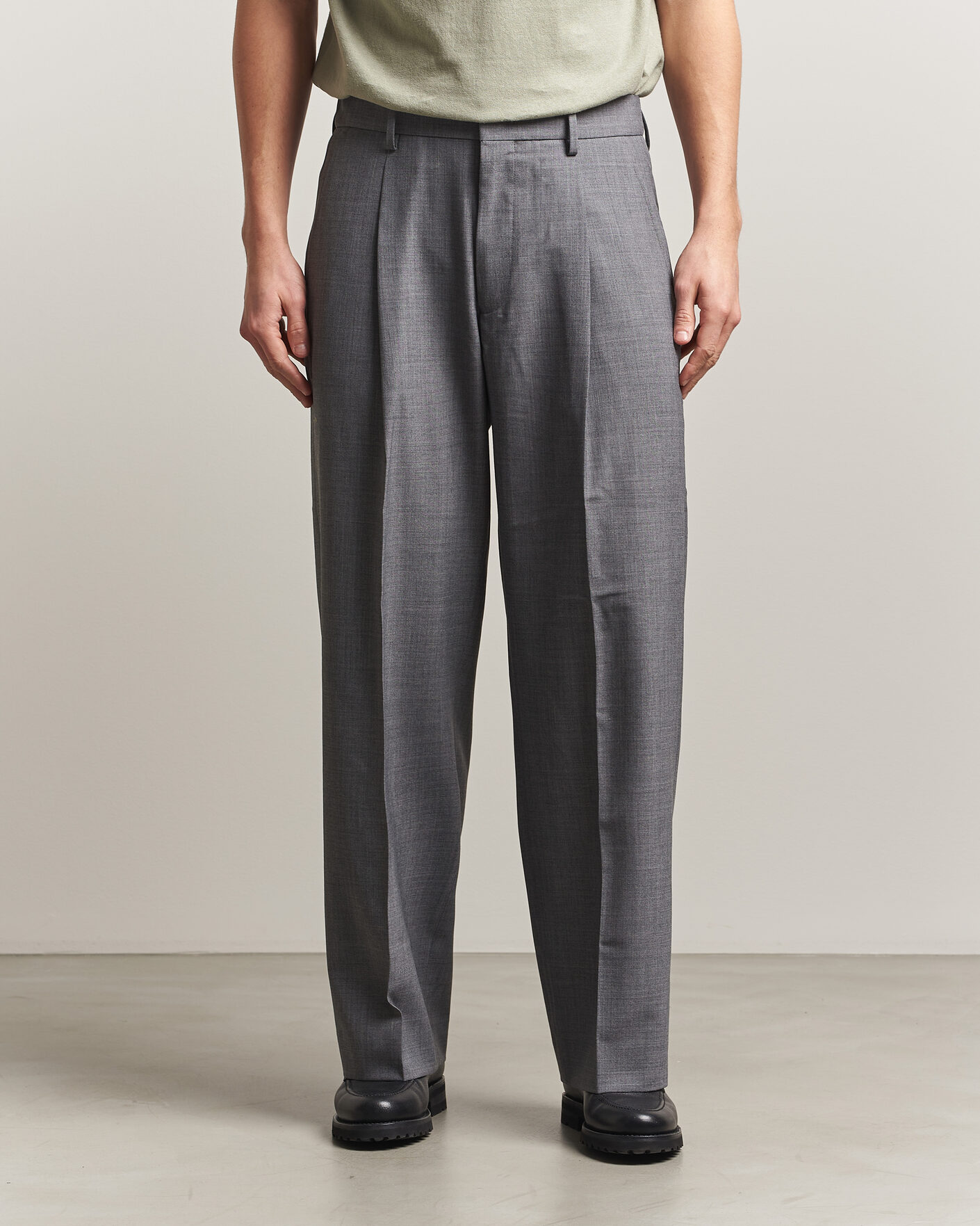 Herre | Bukser | NN07 | Kay Summer Wool Drawstring Trousers Light Grey Melange