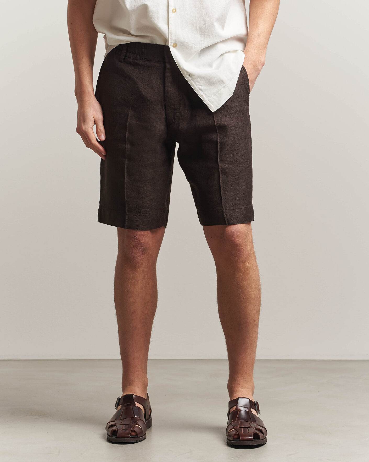 Herre | Shorts | NN07 | Billie Linen/Viscose Drawstring Shorts Deep Truffle