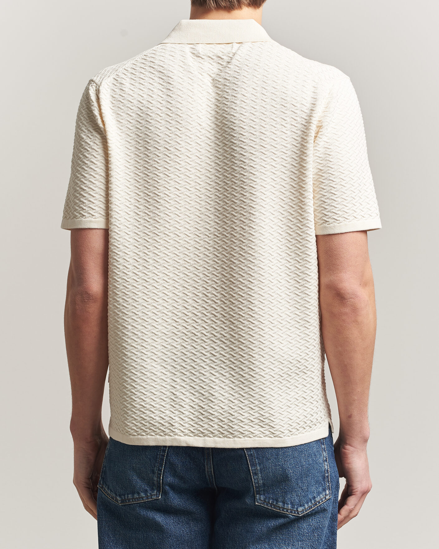 Herre | Polotrøjer | NN07 | Paul Structured Knitted Polo Ivory