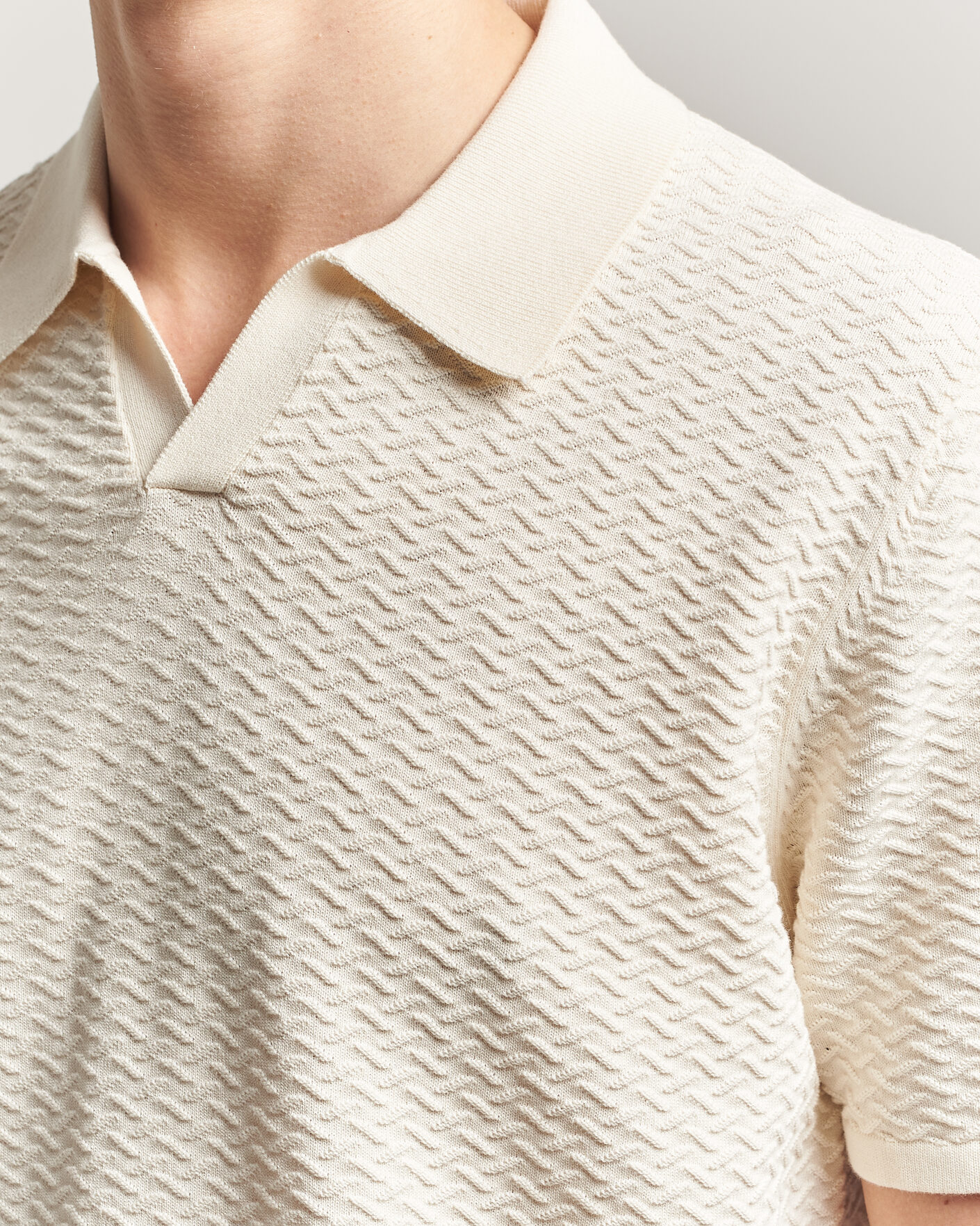 Herre | Polotrøjer | NN07 | Paul Structured Knitted Polo Ivory