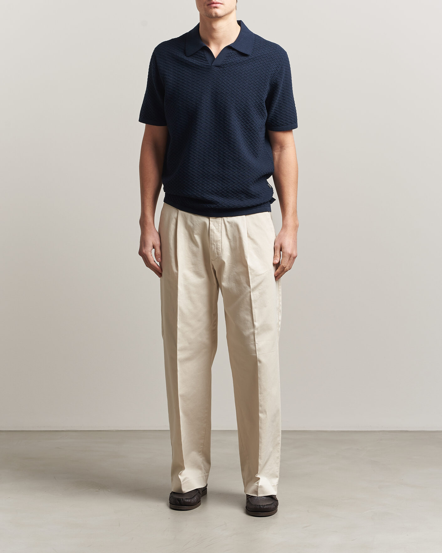 Herre | Polotrøjer | NN07 | Paul Structured Knitted Polo Navy Blue