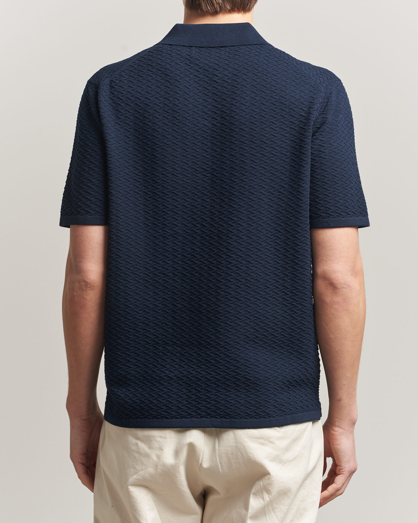 Herre | Polotrøjer | NN07 | Paul Structured Knitted Polo Navy Blue