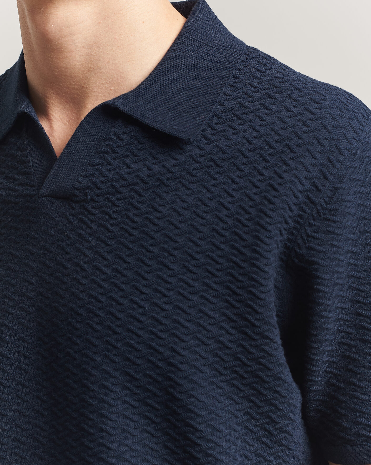 Herre | Polotrøjer | NN07 | Paul Structured Knitted Polo Navy Blue