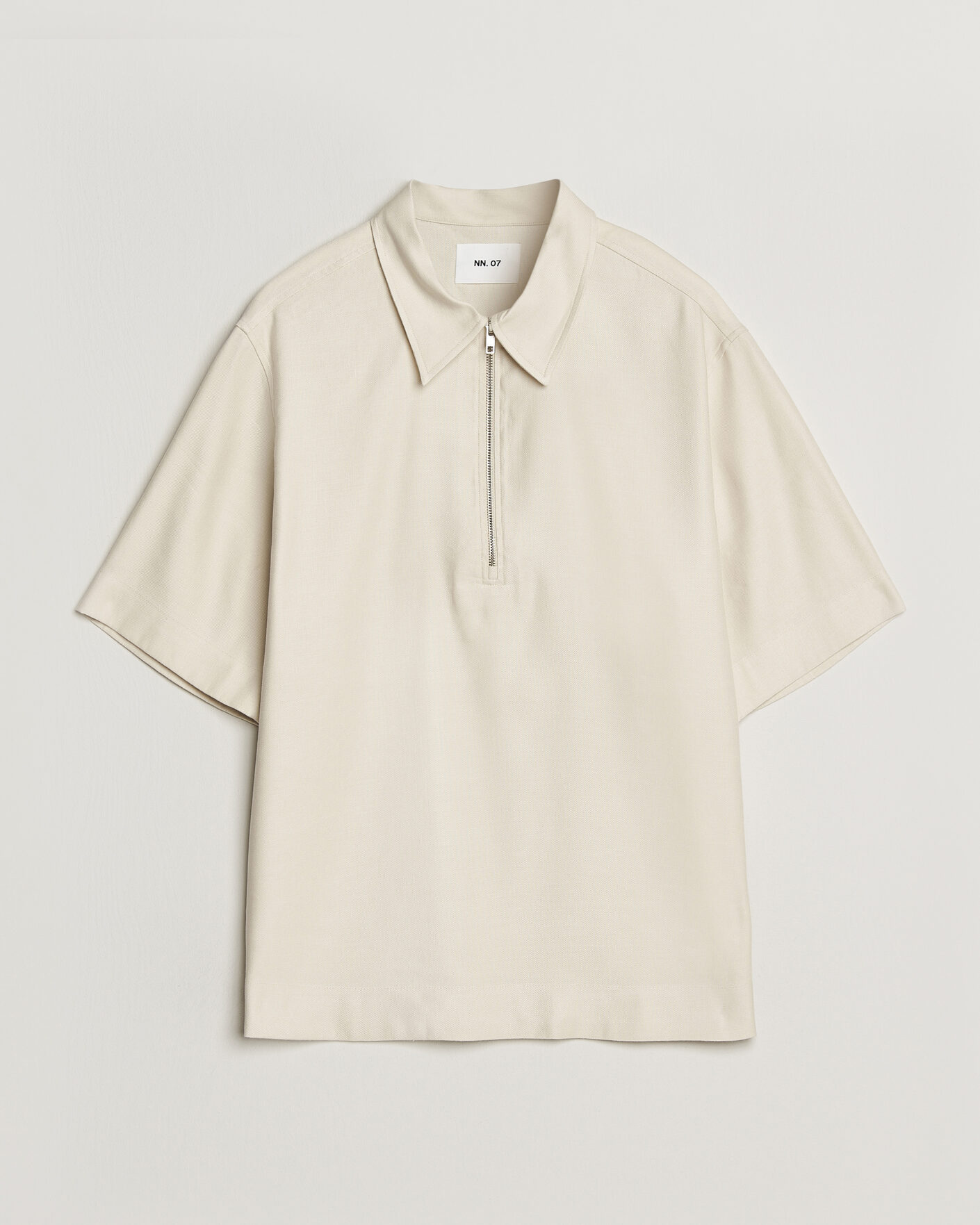Herre | Polotrøjer | NN07 | Bruno Linen/Viscose Half Zip Polo Ivory