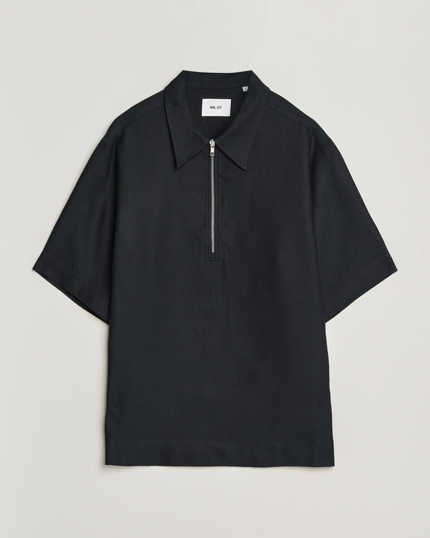 Herre | Polotrøjer | NN07 | Bruno Linen/Viscose Half Zip Polo Black