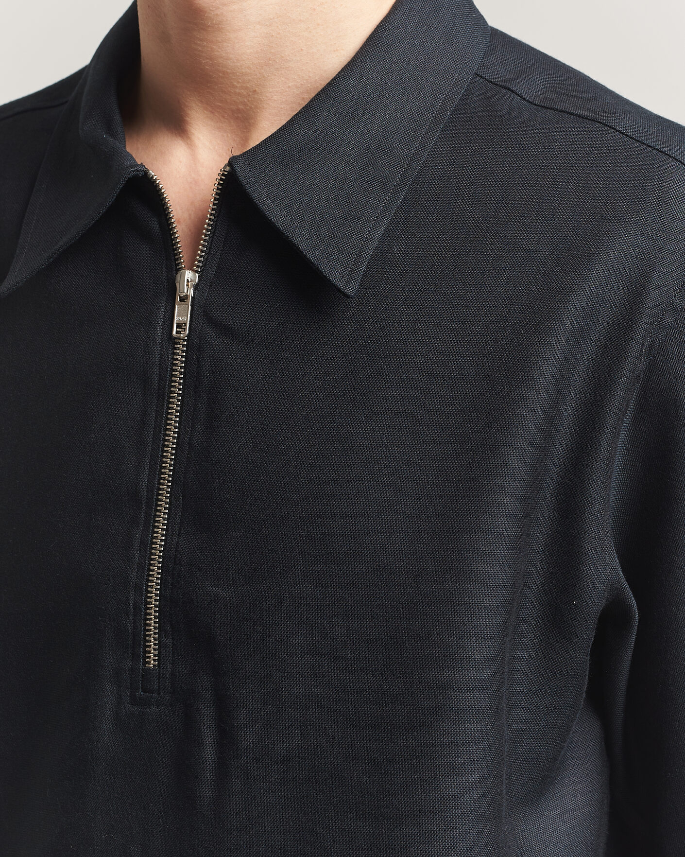 Herre | Polotrøjer | NN07 | Bruno Linen/Viscose Half Zip Polo Black