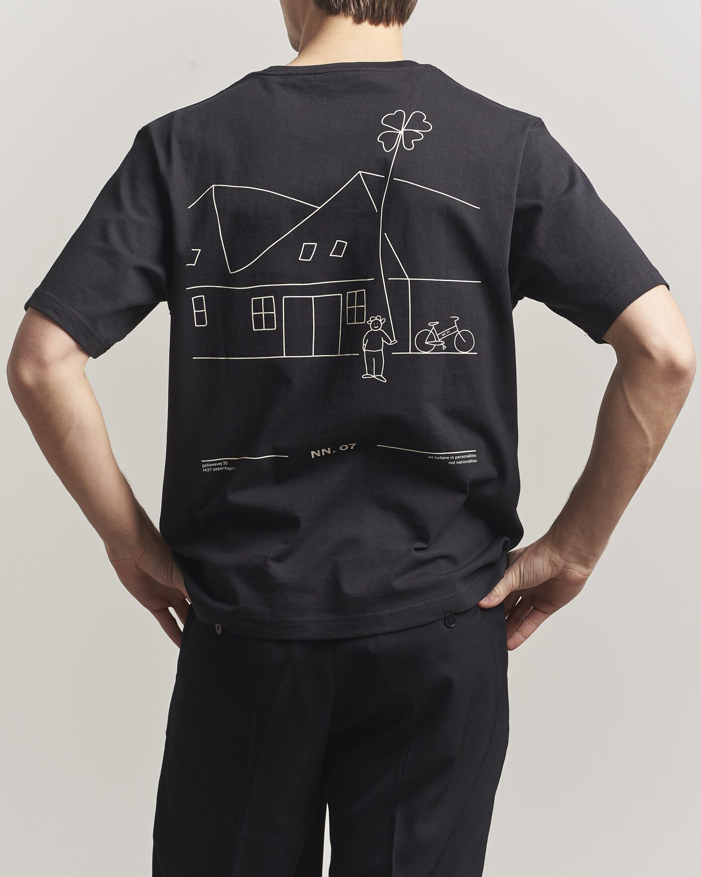 Herre | T-Shirts | NN07 | Jett Washed Printed Crew Neck T-Shirt Black