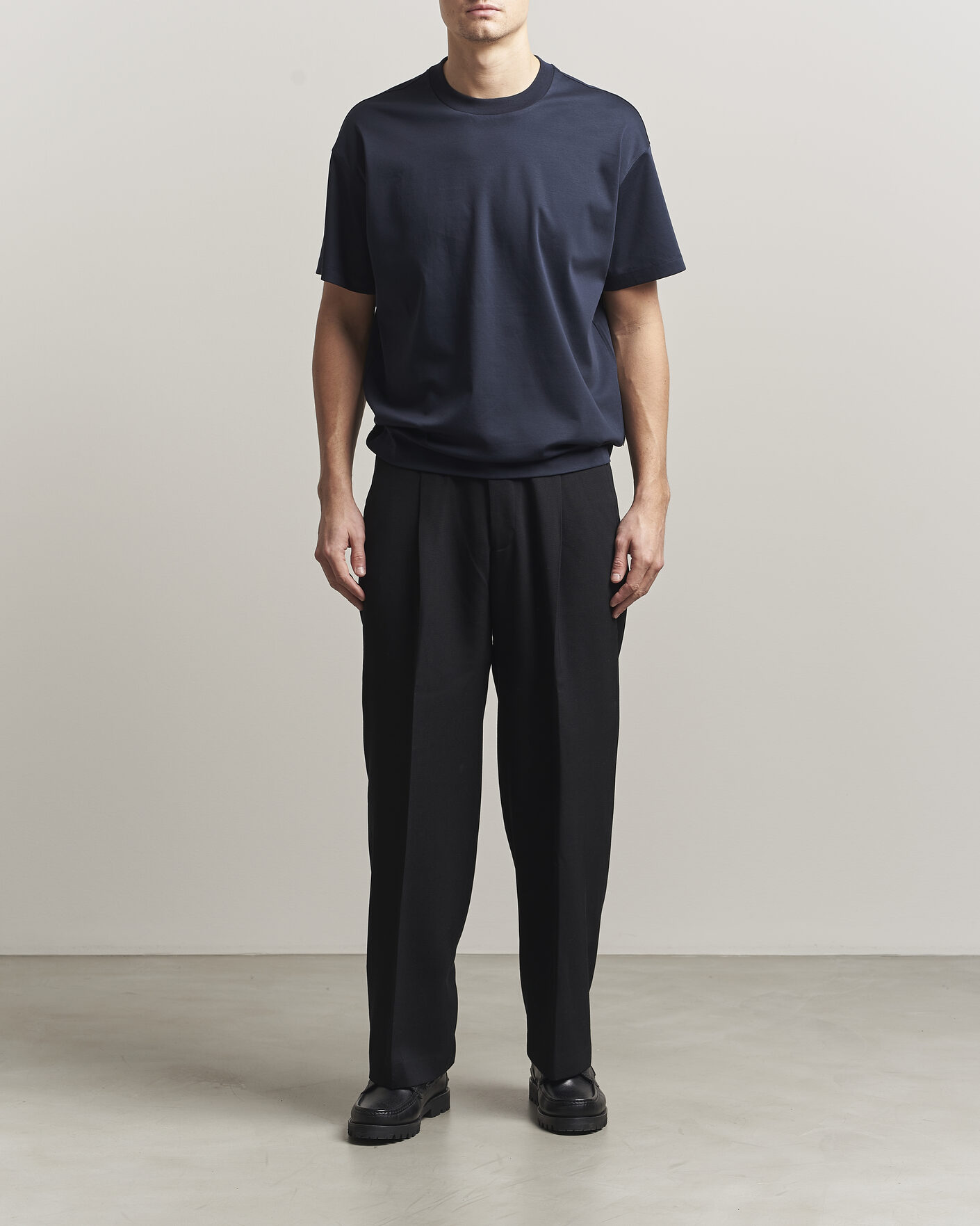 Herre | T-Shirts | NN07 | Lionel Mercerized Crew Neck T-Shirt Navy Blue