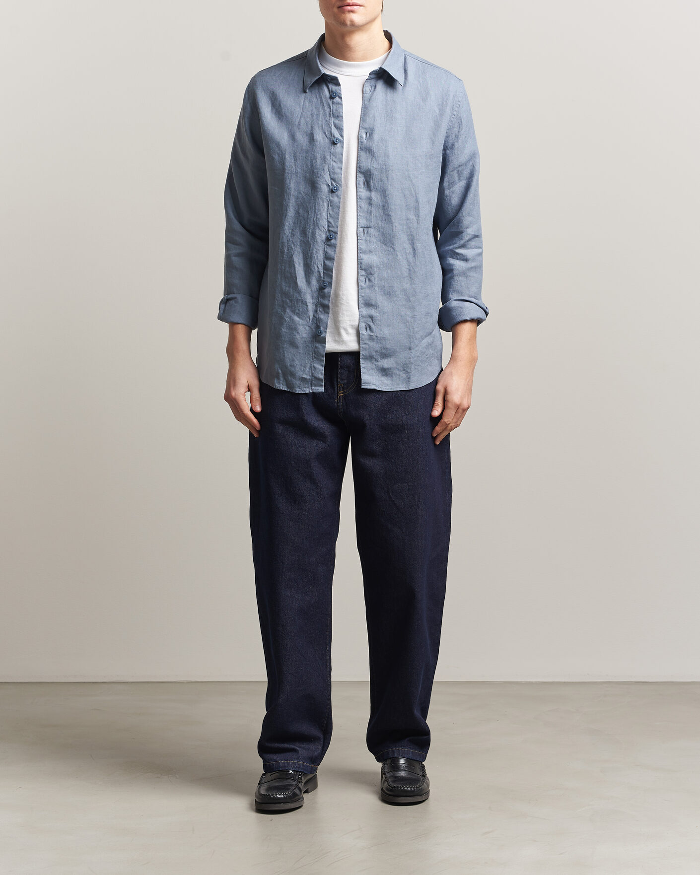 Herre | Skjorter | NN07 | Enzo Linen Shirt Stone Blue
