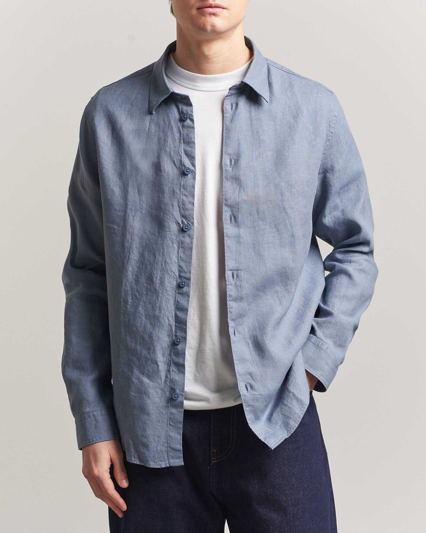 Herre | Skjorter | NN07 | Enzo Linen Shirt Stone Blue
