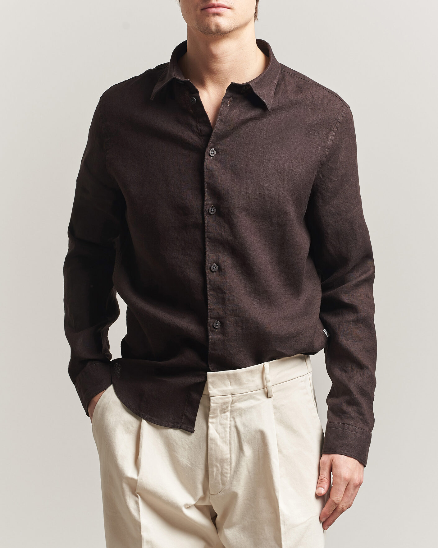 Herre | Skjorter | NN07 | Enzo Linen Shirt Deep Truffle