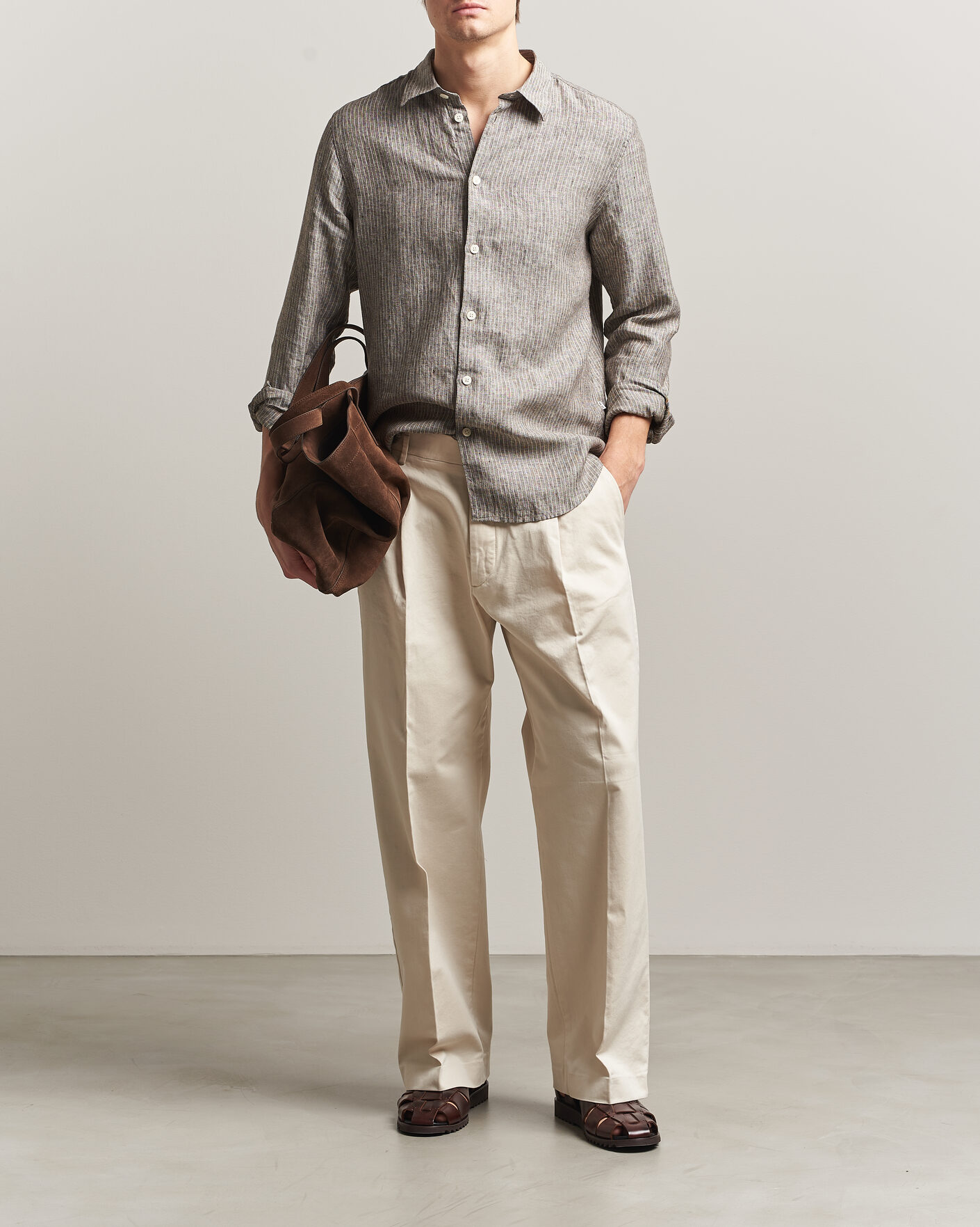 Herre | Skjorter | NN07 | Enzo Linen Shirt Clay Stripe