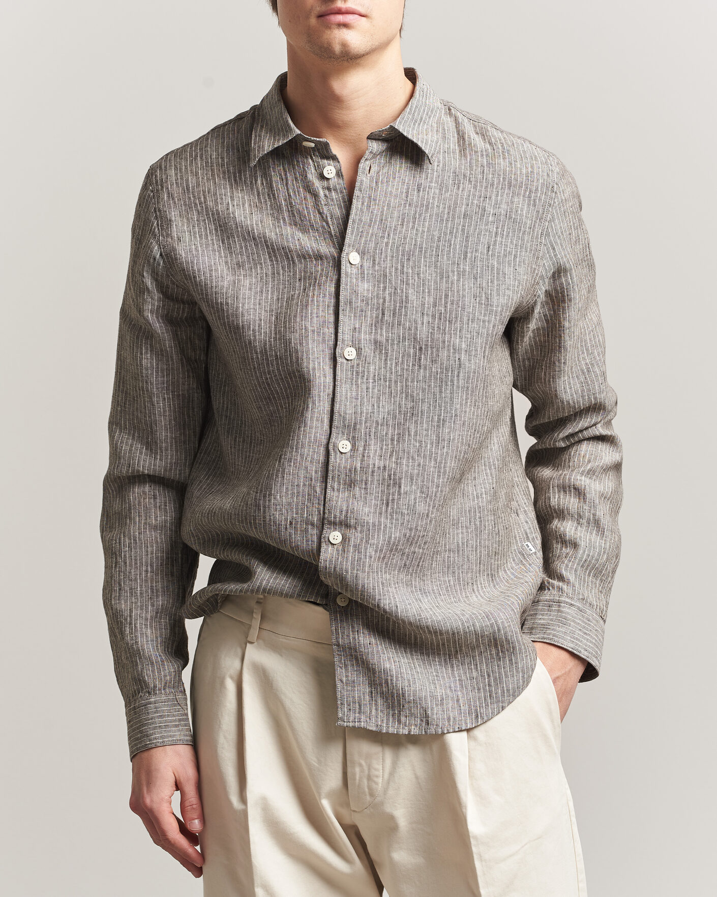 Herre | Skjorter | NN07 | Enzo Linen Shirt Clay Stripe