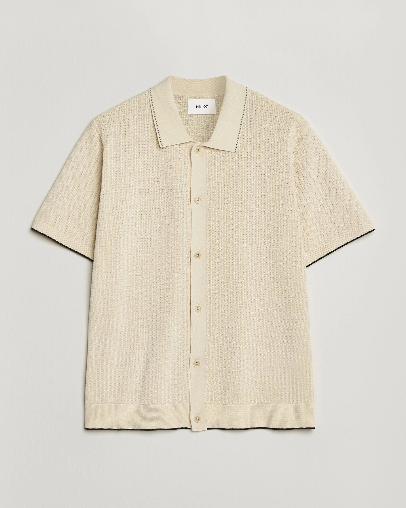 Herre | Skjorter | NN07 | Nalo Knitted Short Sleeve Shirt Ivory