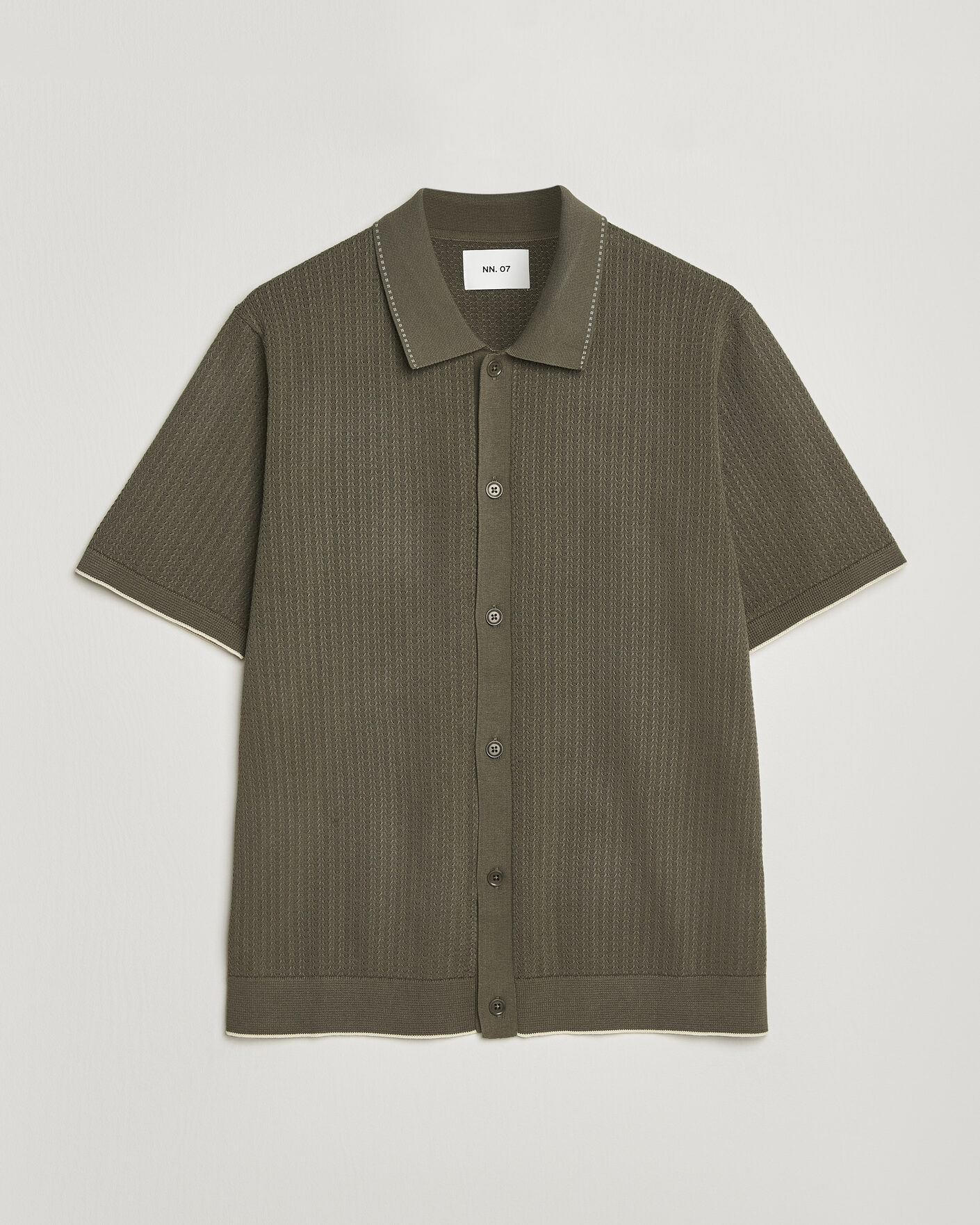 Herre | Skjorter | NN07 | Nalo Knitted Short Sleeve Shirt Capers Green