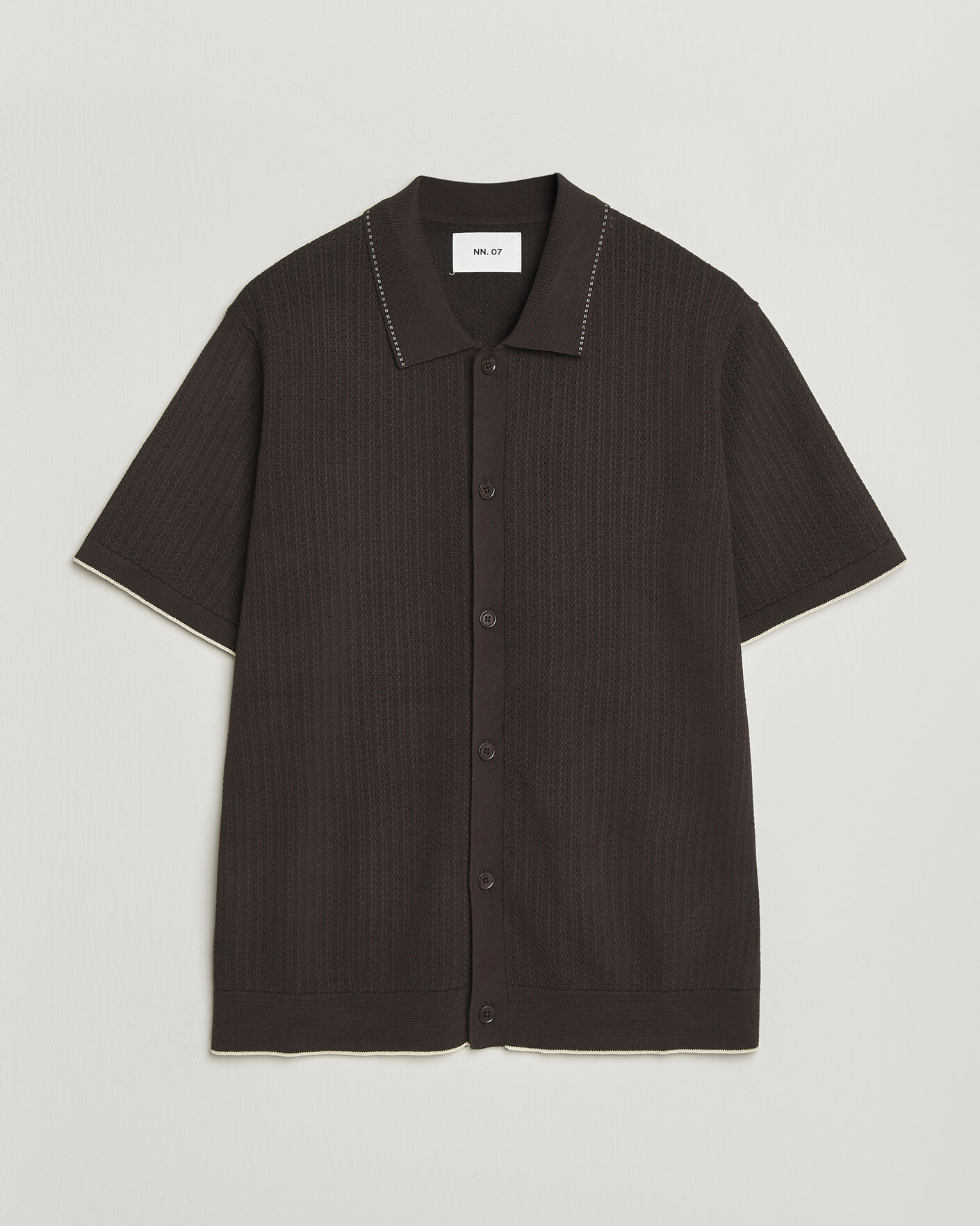 Herre | Skjorter | NN07 | Nalo Knitted Short Sleeve Shirt Deep Truffle