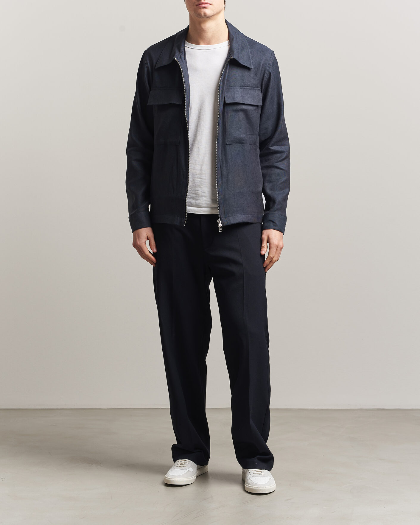 Herre | Skjorter | NN07 | Alban Linen/Viscose Overshirt Deep Navy
