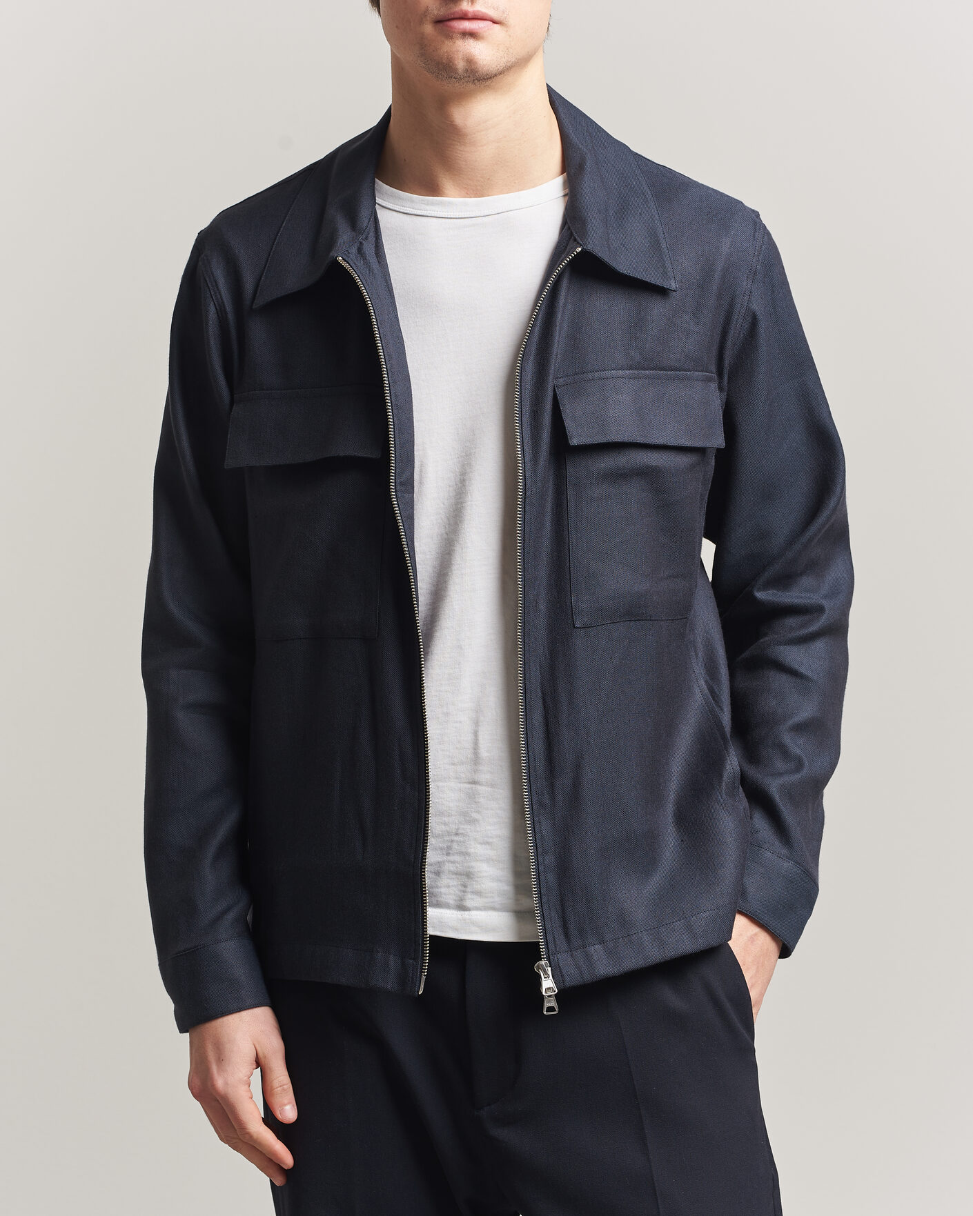 Herre | Skjorter | NN07 | Alban Linen/Viscose Overshirt Deep Navy